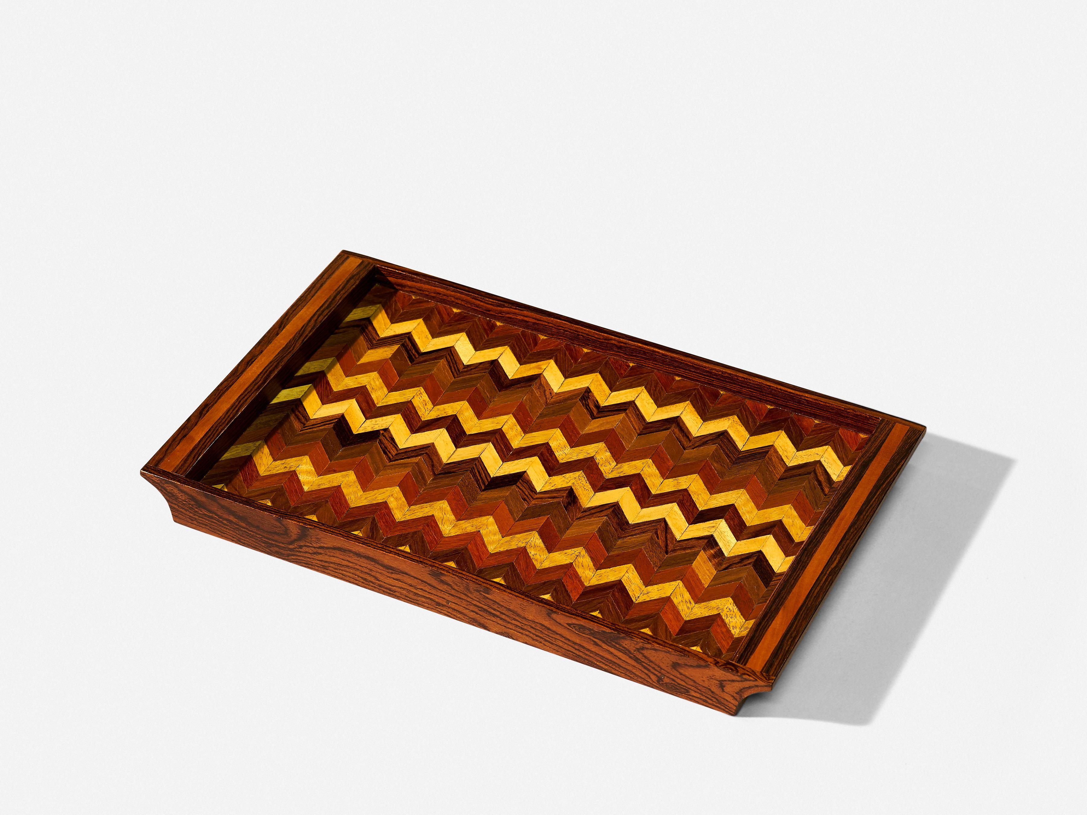 Mid-20th Century Don Shoemaker Mixed Woods Tray by Senàl For Sale