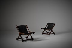 Don Shoemaker Rosewood and Leather ‘Sloucher’ Chairs, Mexico 1950s
