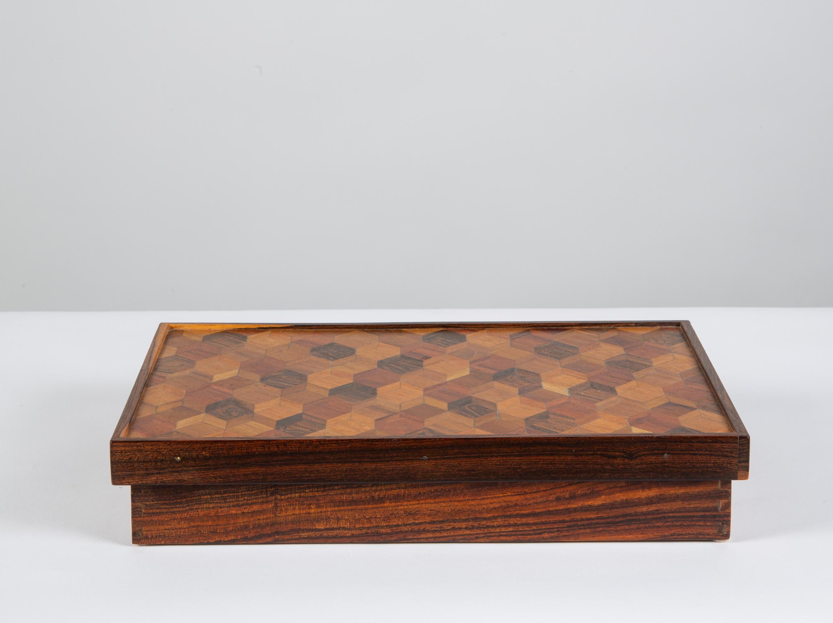 Marquetry Don Shoemaker Rosewood Lidded Box for Senal