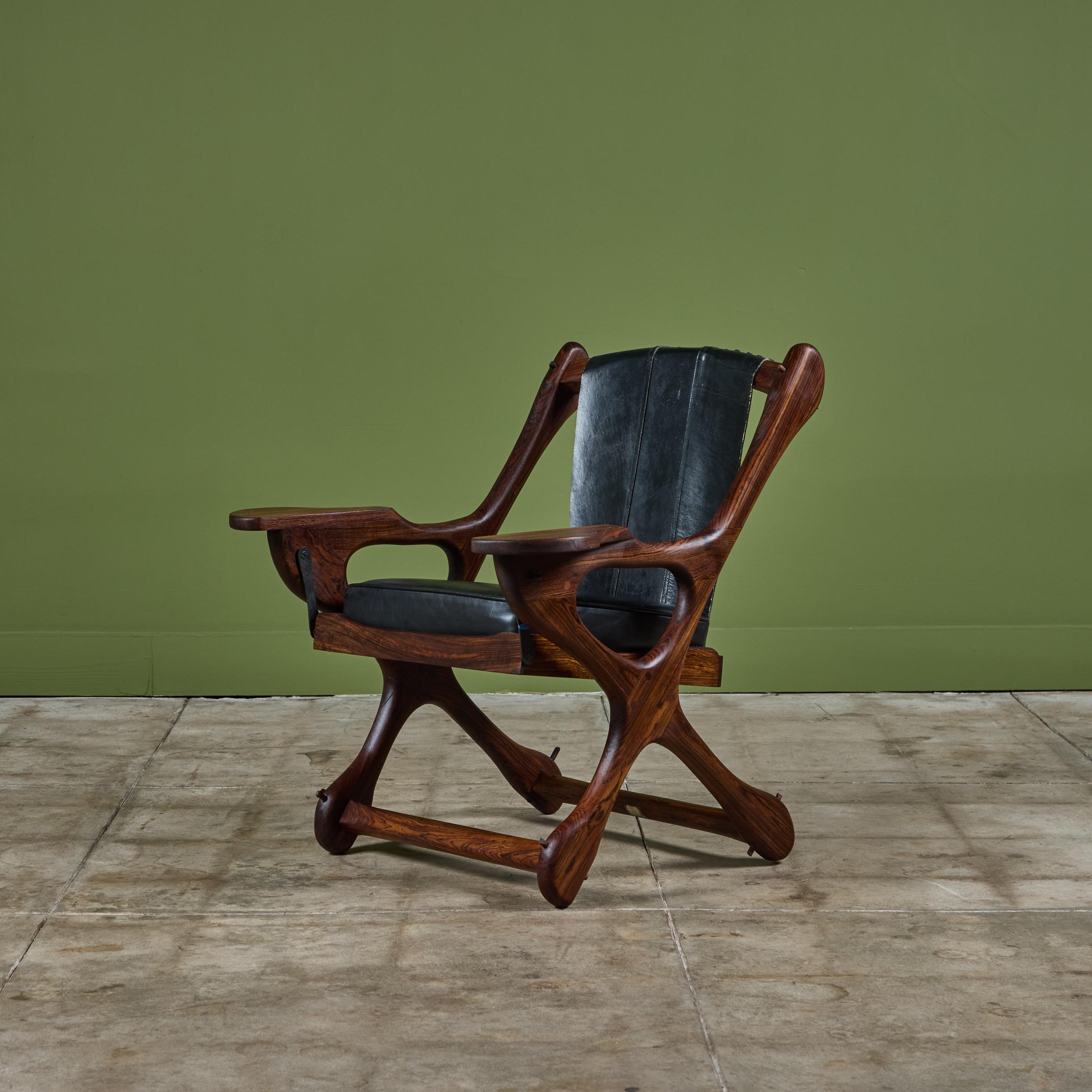Mexican Don Shoemaker Rosewood Swinger Lounge Chair For Sale