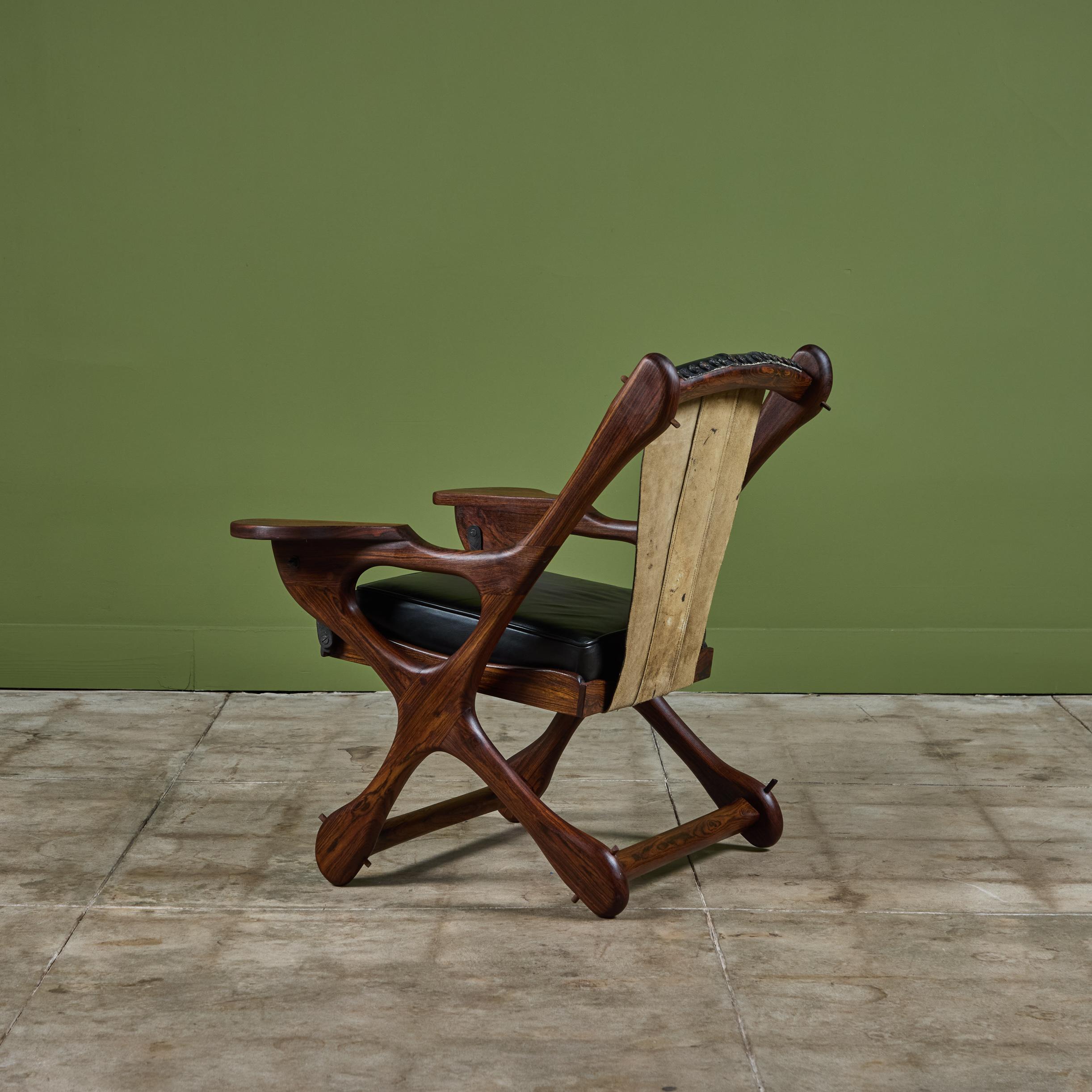 Leather Don Shoemaker Rosewood Swinger Lounge Chair For Sale