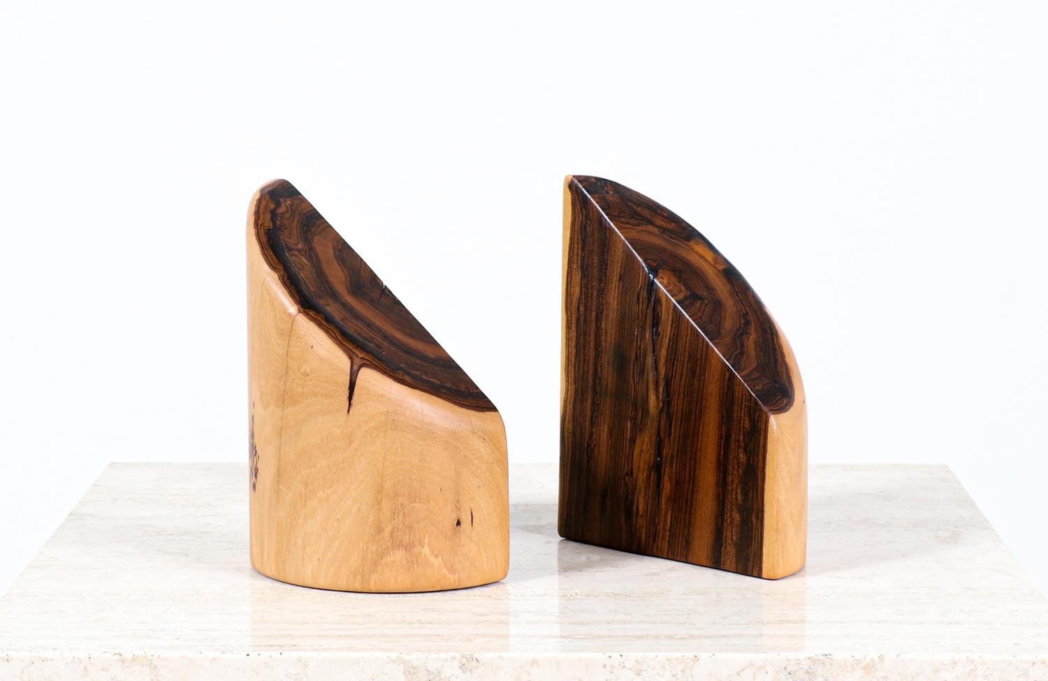 Mid-20th Century Don Shoemaker Sculpted Rosewood Bookends for Señal Furniture For Sale
