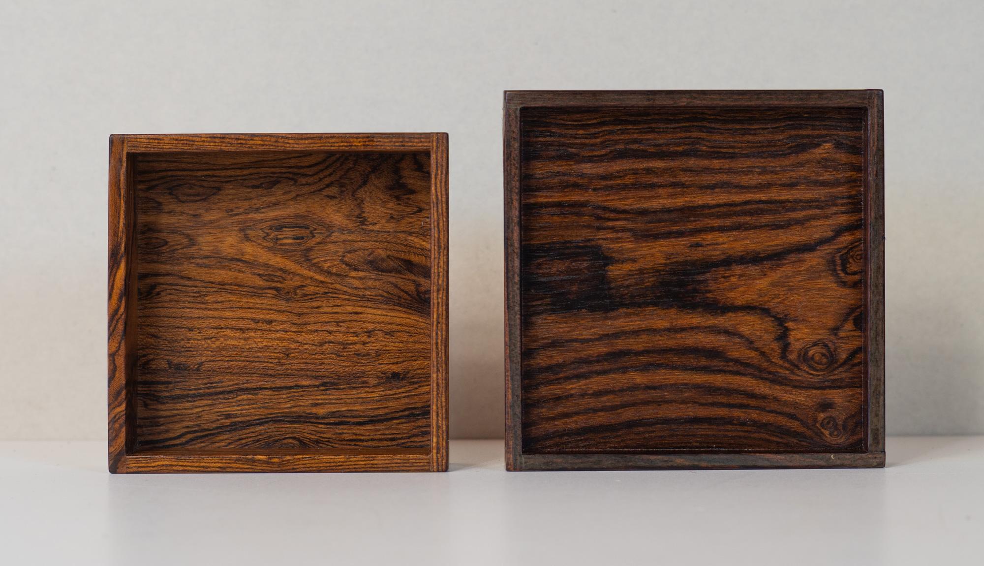 Late 20th Century Don Shoemaker - Senal Exotic Mixed Hardwoods Rosewood Trinket Box Made in Mexico For Sale