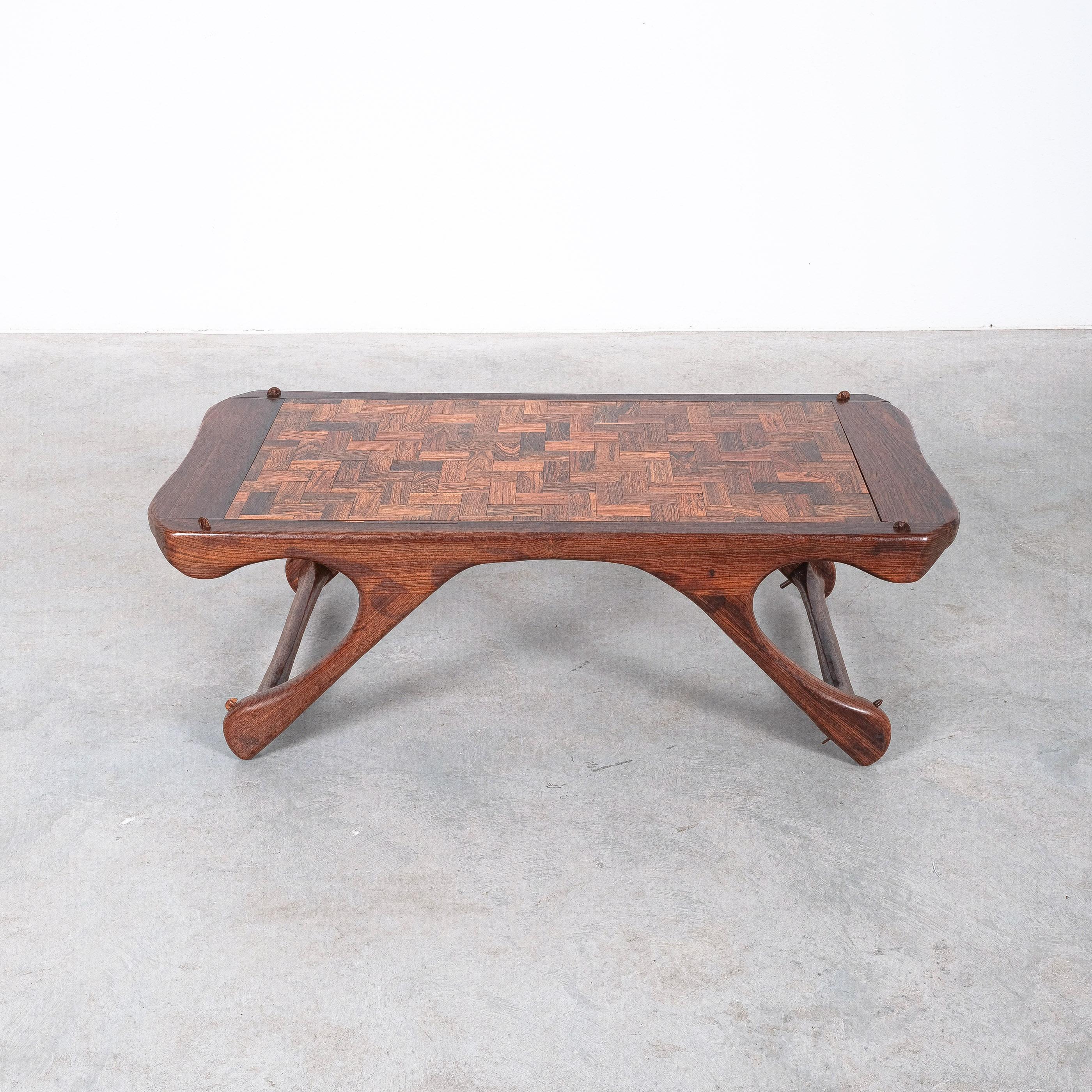 Rare parquetry rosewood table in wonderful condition, Don Shoemaker 1960

We also have a rare sofa available from Don Shoemaker.

A sculptural masterpiece by Don Shoemaker. We have this table in our collection at the moment together with a matching