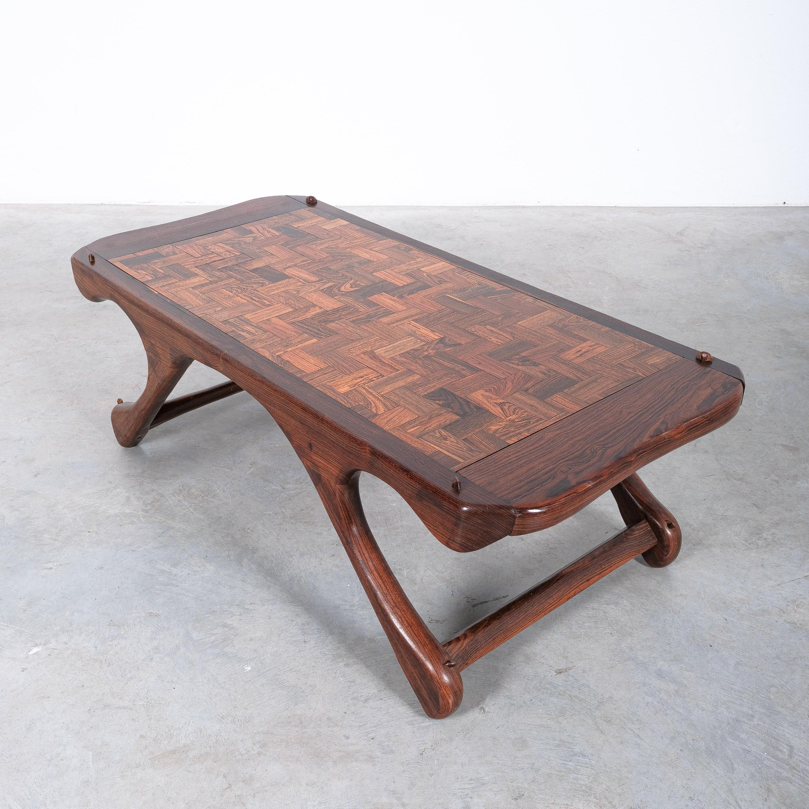 Mid-20th Century Don Shoemaker Senal S.A. Cocobolo Rosewood Parquetry Table, Mid Century For Sale