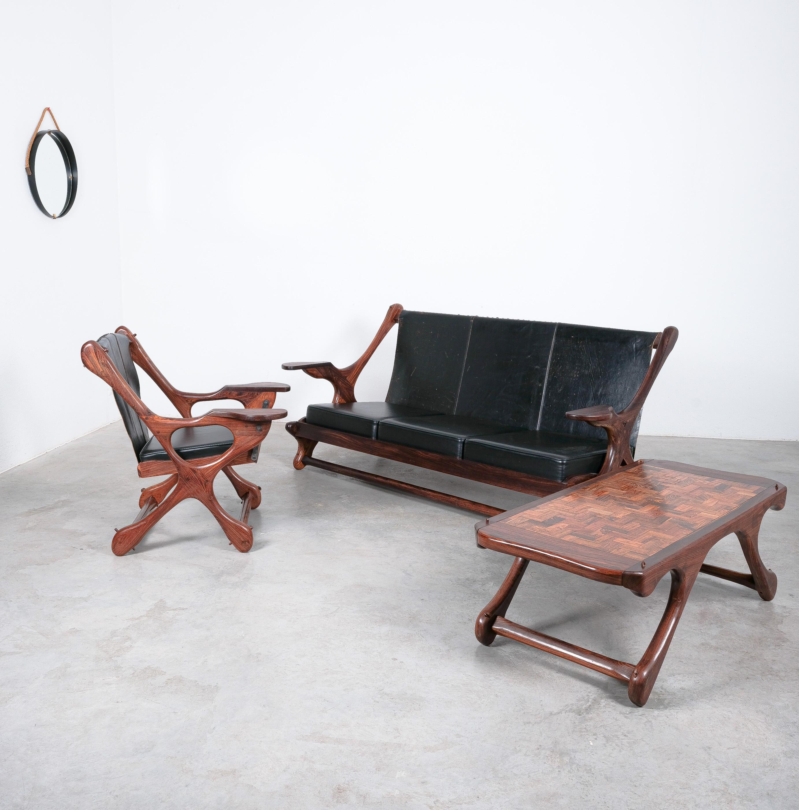 Don Shoemaker Senal S.A. Cocobolo Rosewood Parquetry Table, Mid Century 3