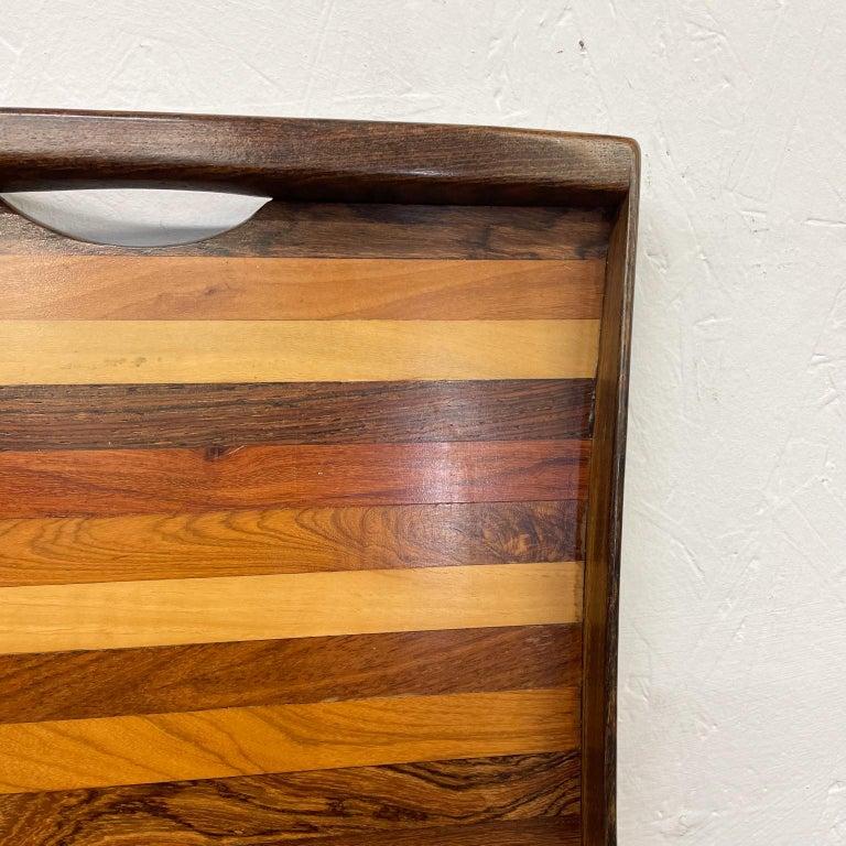 Late 20th Century 1970s Don Shoemaker Service Tray Exotic Wood Stripe for Señal Mexico For Sale