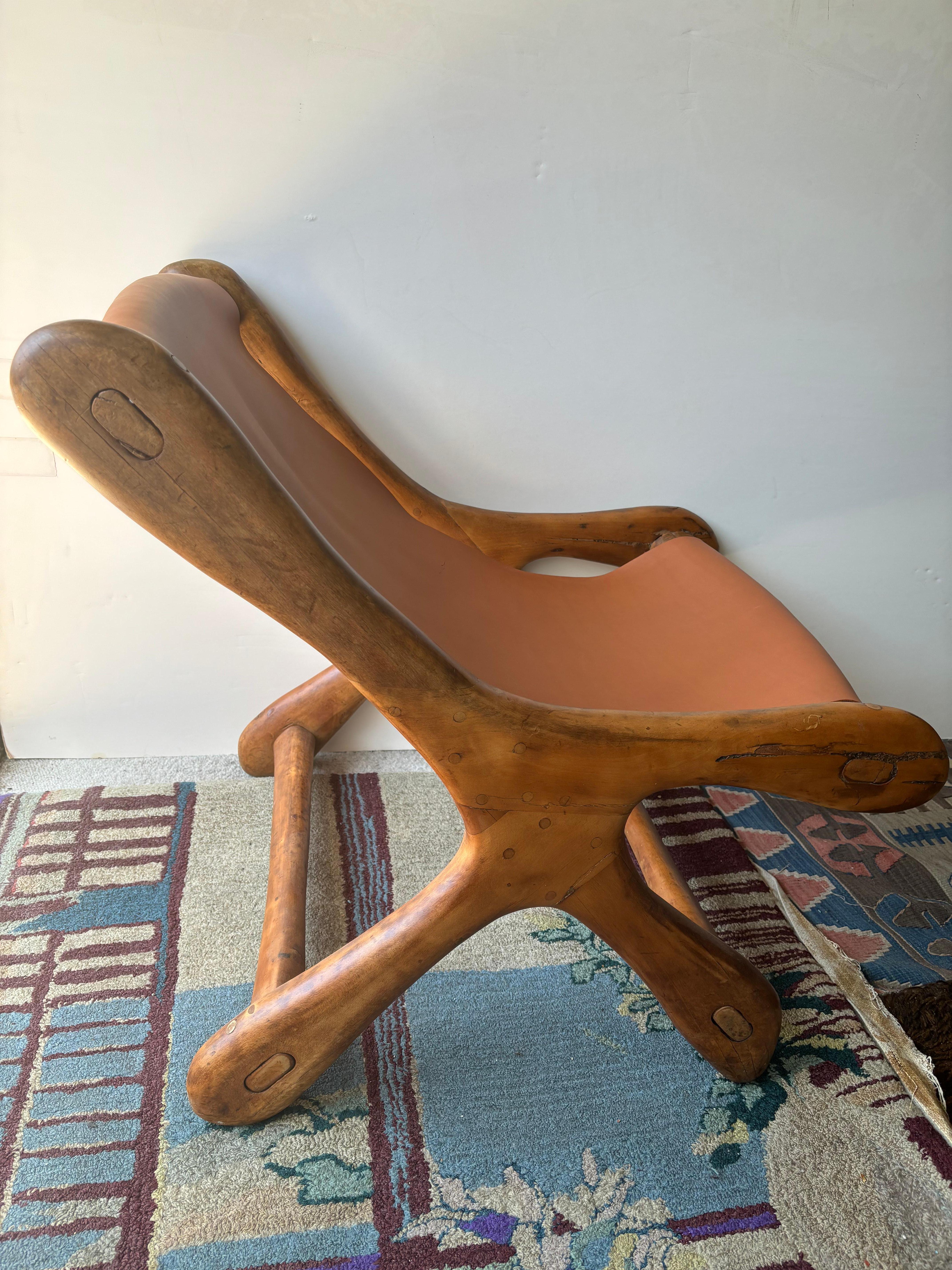 Modern Don Shoemaker sling leather lounge chair .