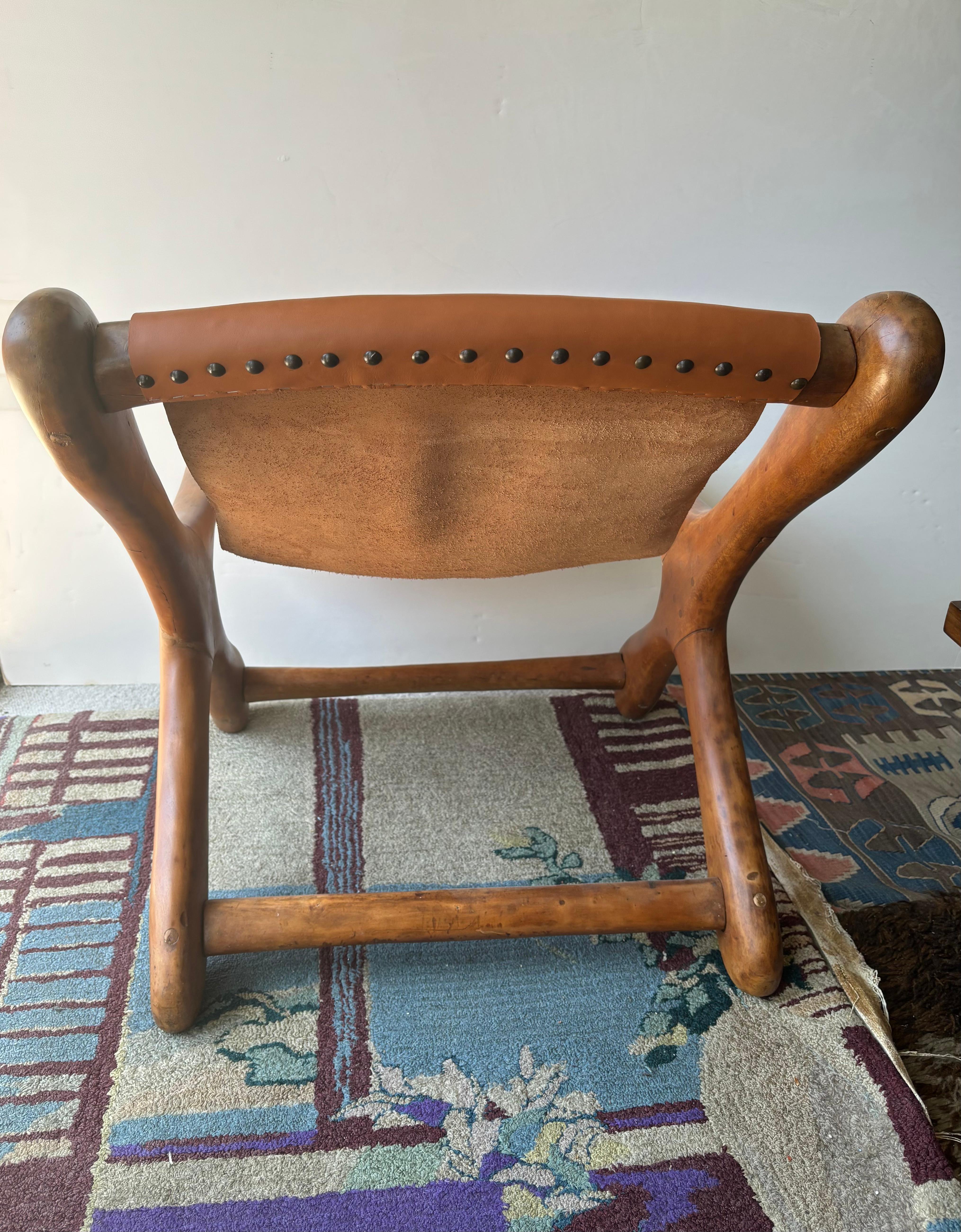 Mexican Don Shoemaker sling leather lounge chair .