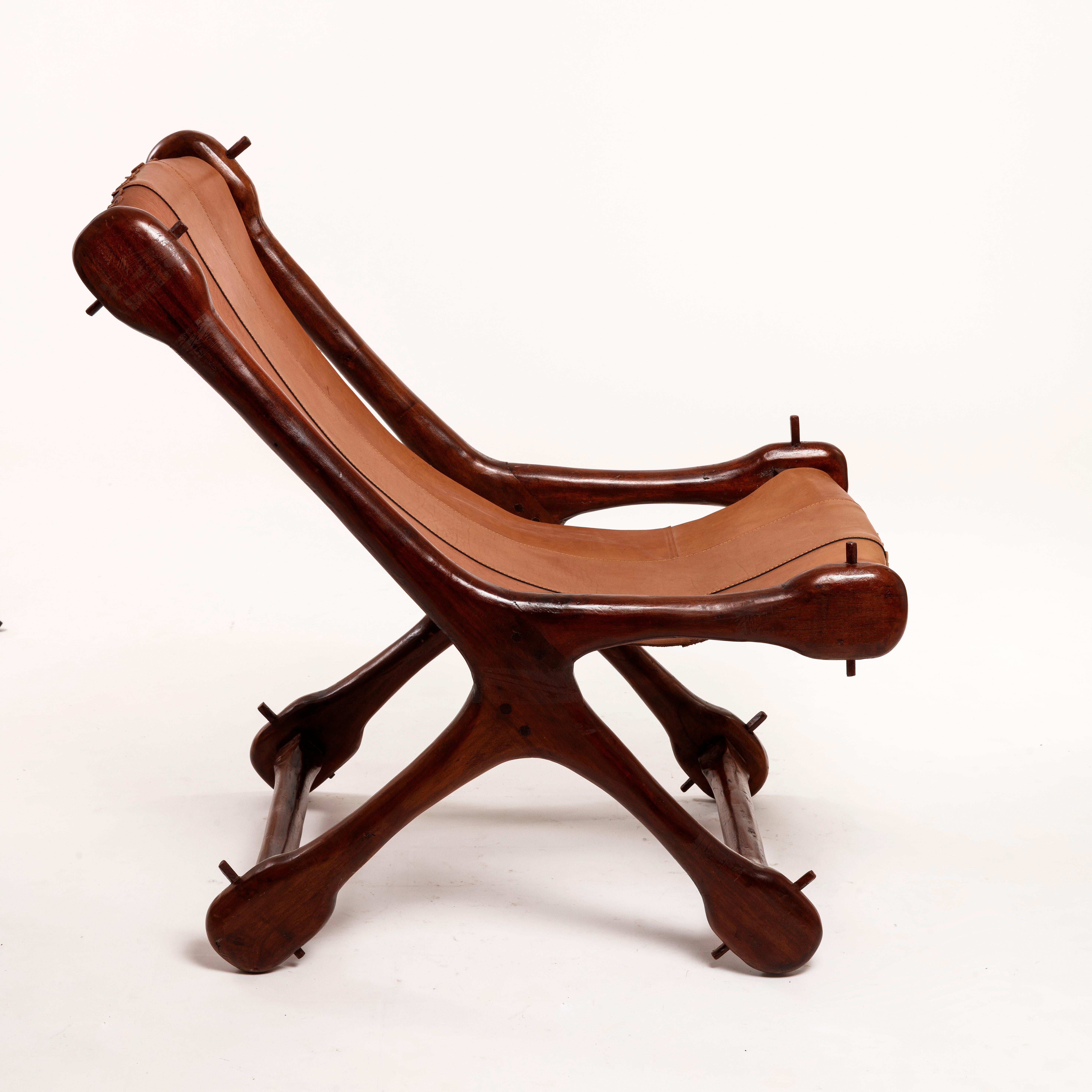 Leather Don Shoemaker Sling Sloucher Chairs Señal, Sculptural and Organic, Mexico For Sale