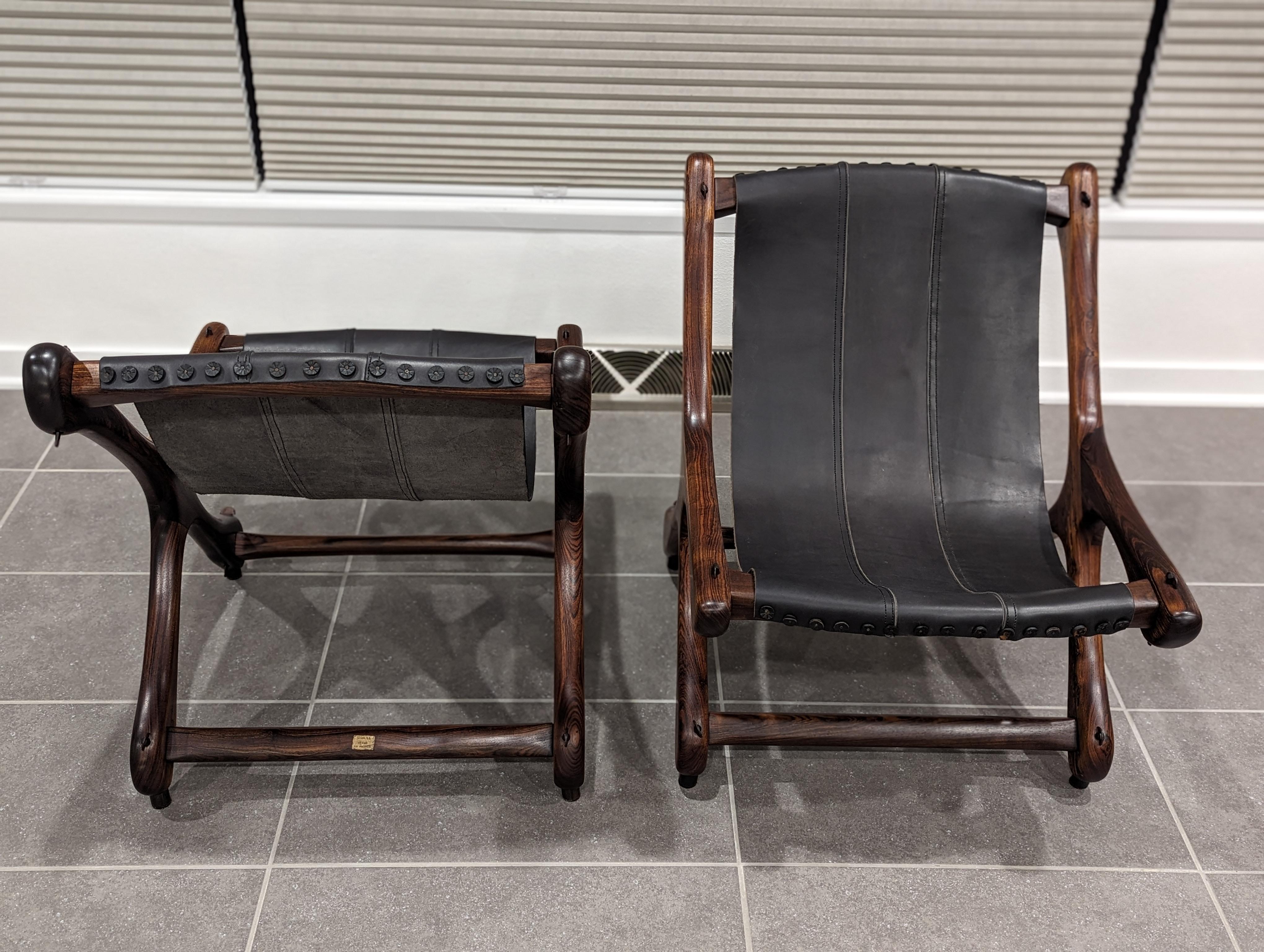 Don Shoemaker Sloucher Rosewood & Leather Sling Chairs for Señal, S.A., 1960s For Sale 14