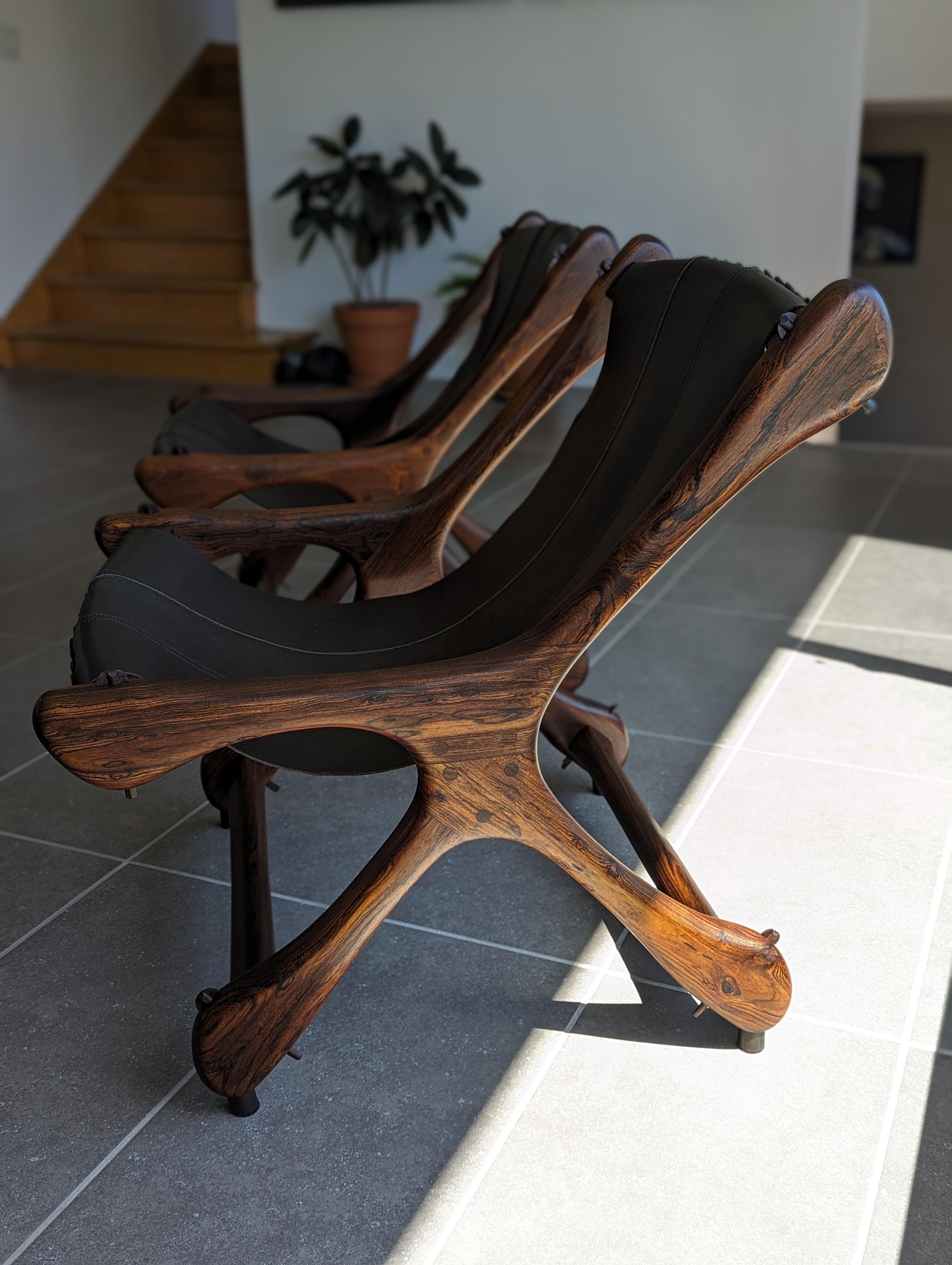 Don Shoemaker Sloucher Rosewood & Leather Sling Chairs for Señal, S.A., 1960s For Sale 1