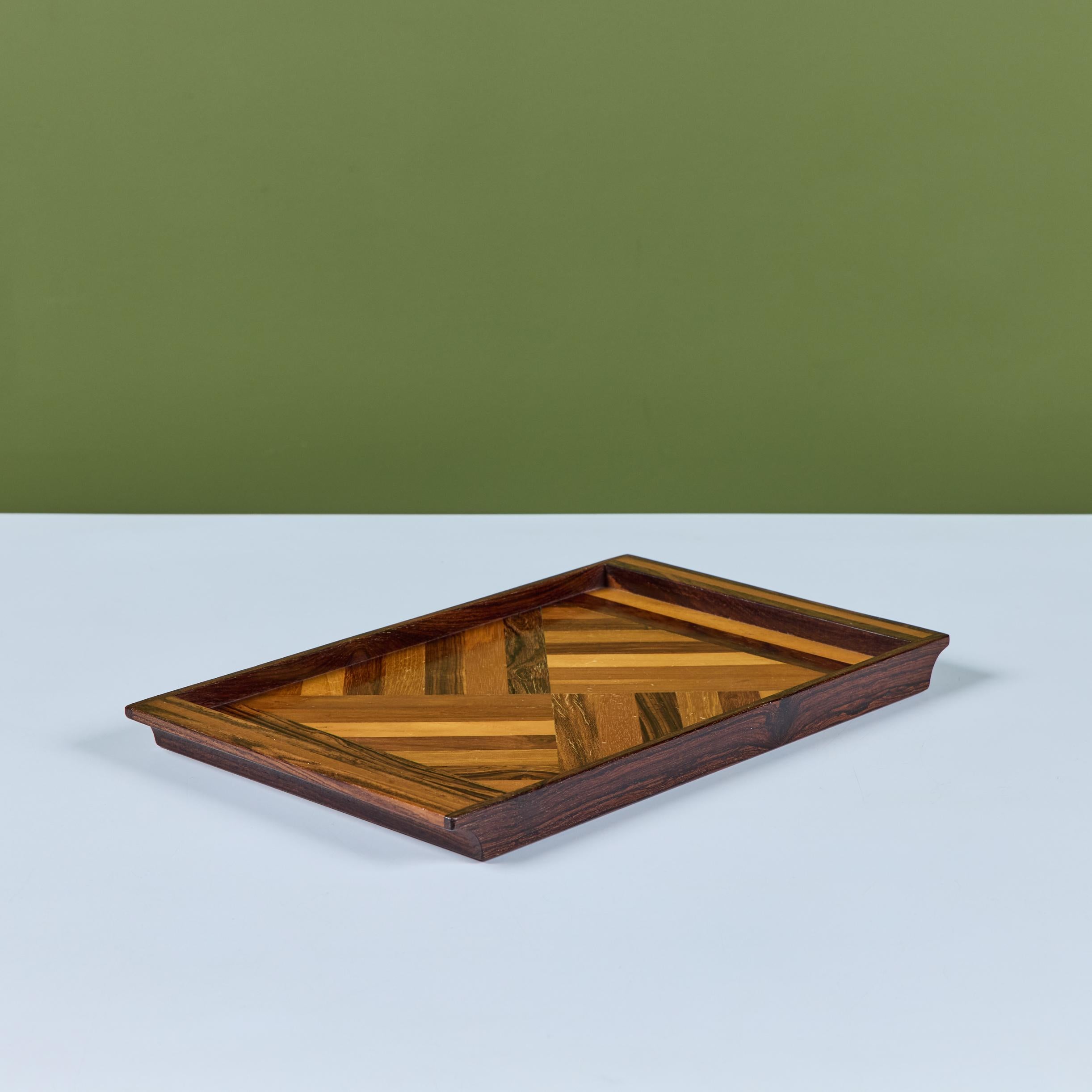 Don Shoemaker Petit plateau décoratif en marqueterie géométrique pour Señal en vente 2