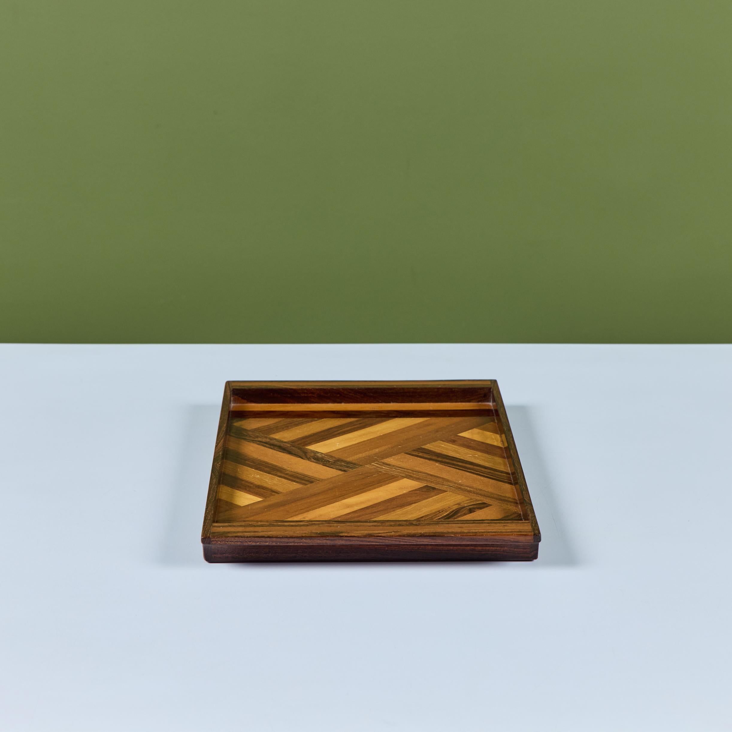 Don Shoemaker Petit plateau décoratif en marqueterie géométrique pour Señal en vente 3