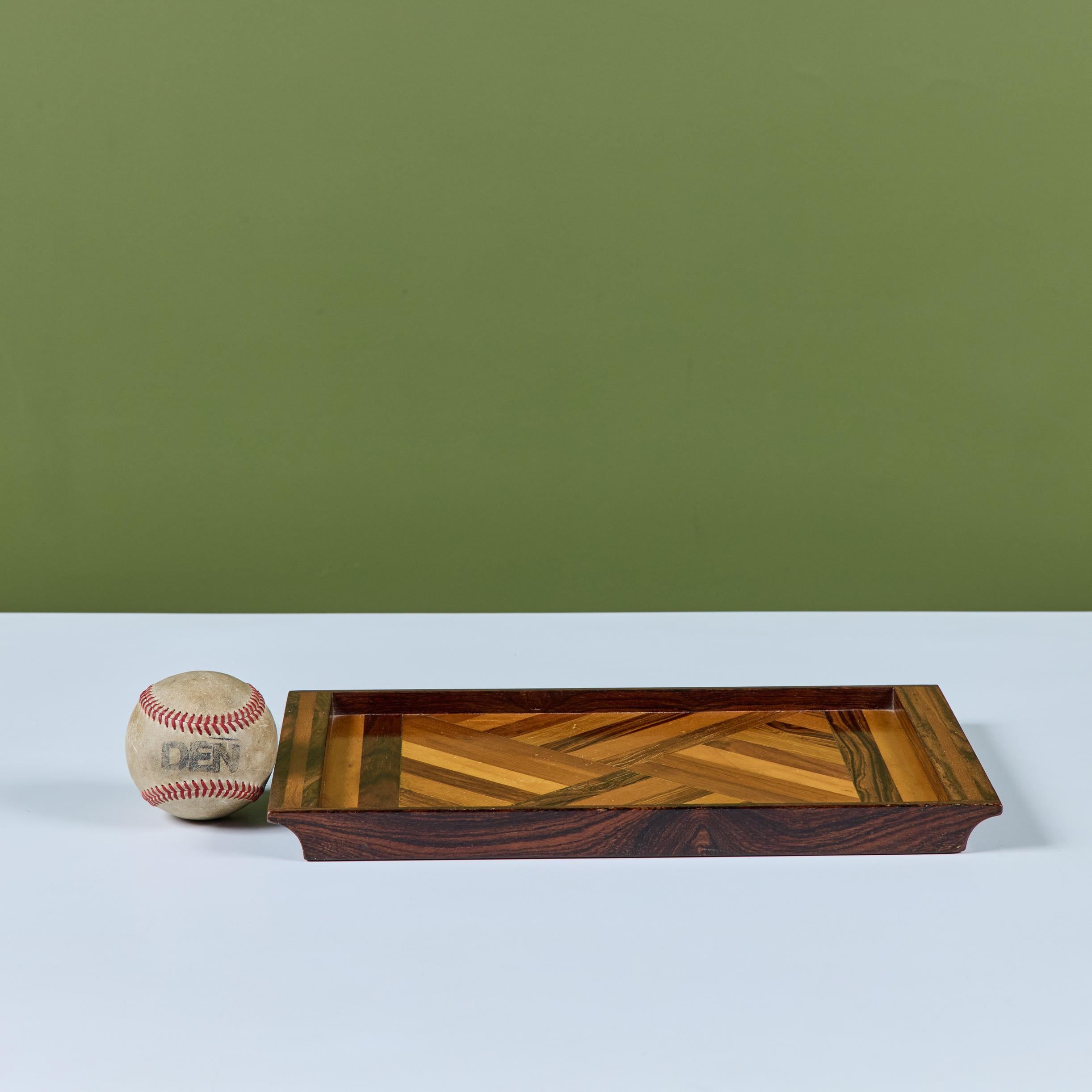 Mexicain Don Shoemaker Petit plateau décoratif en marqueterie géométrique pour Señal en vente