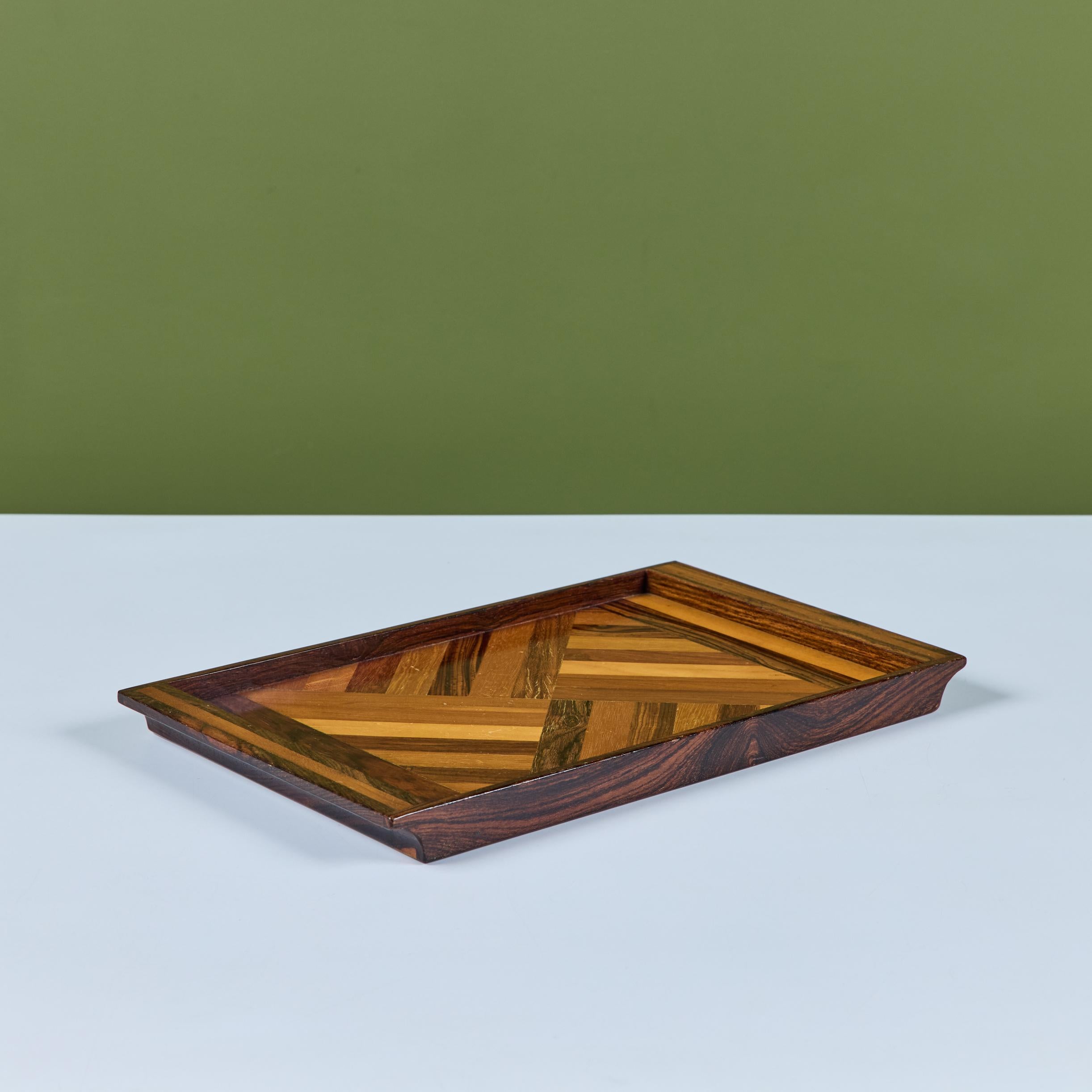 Don Shoemaker Petit plateau décoratif en marqueterie géométrique pour Señal Bon état - En vente à Los Angeles, CA
