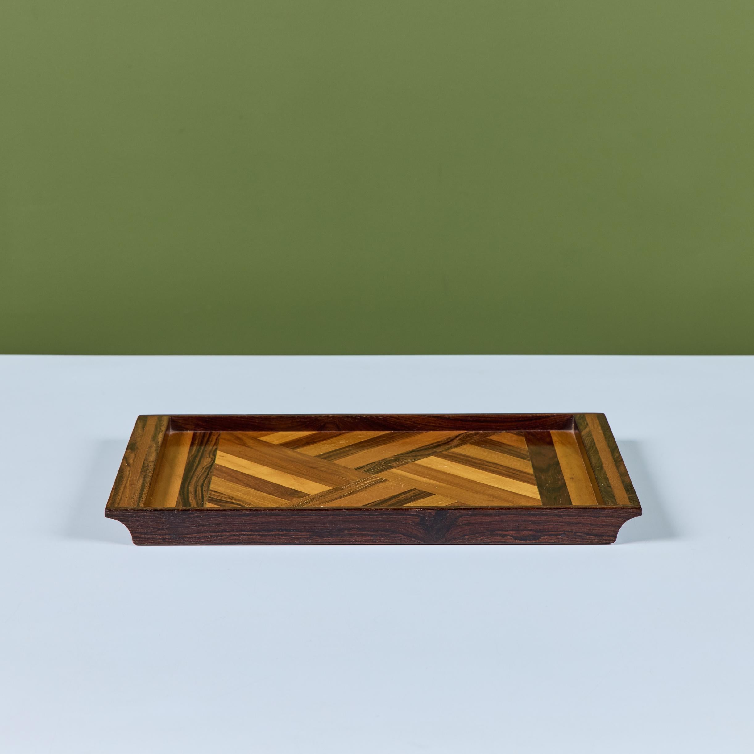 Don Shoemaker Petit plateau décoratif en marqueterie géométrique pour Señal en vente 1