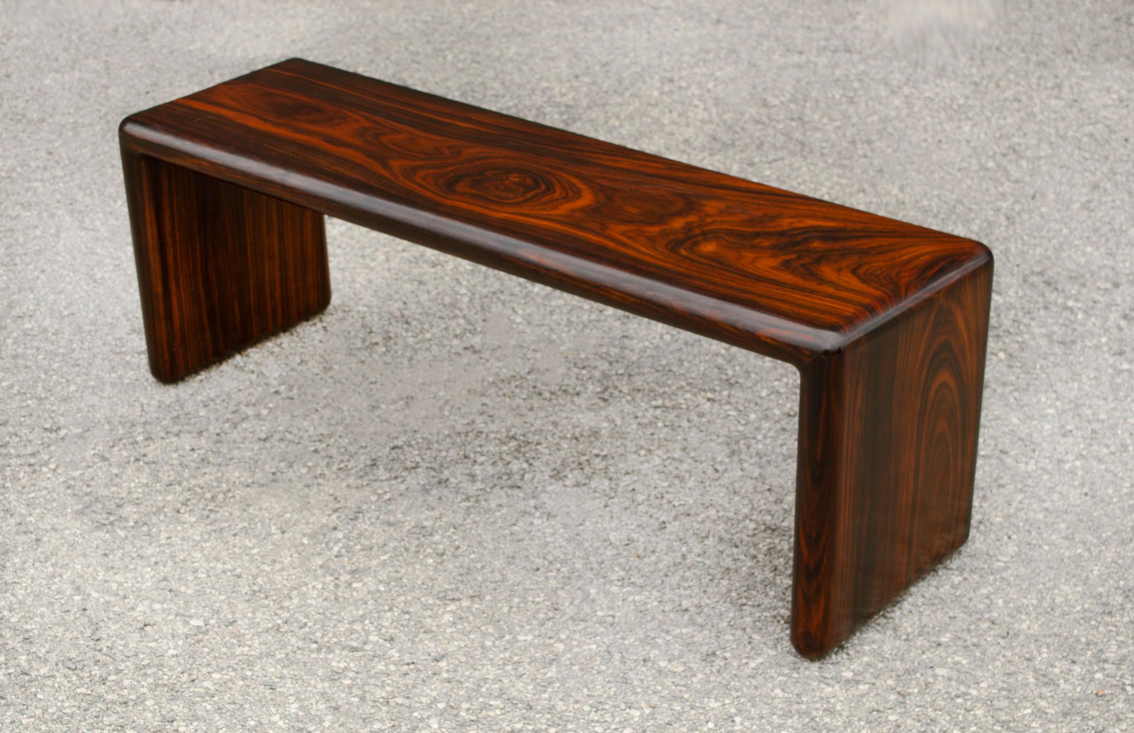 Phenomenal, solid Brazilian rosewood table or bench designed by Don Shoemaker. Excellent proportions. Exotic graining. Robust & sturdy.