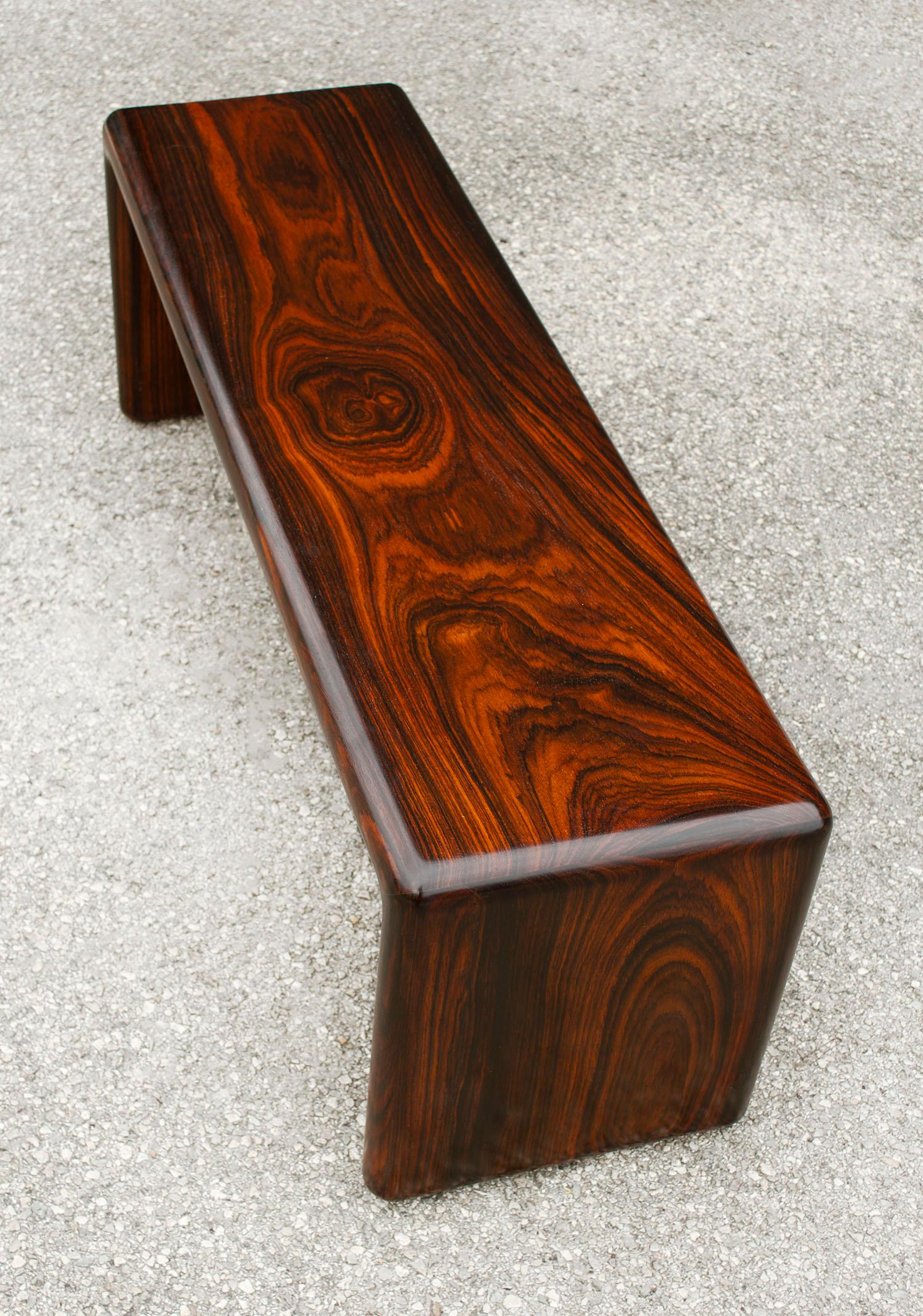 Mid-Century Modern Don Shoemaker Solid Brazilian Rosewood Table / Bench 1970s Studio Craft Mexico