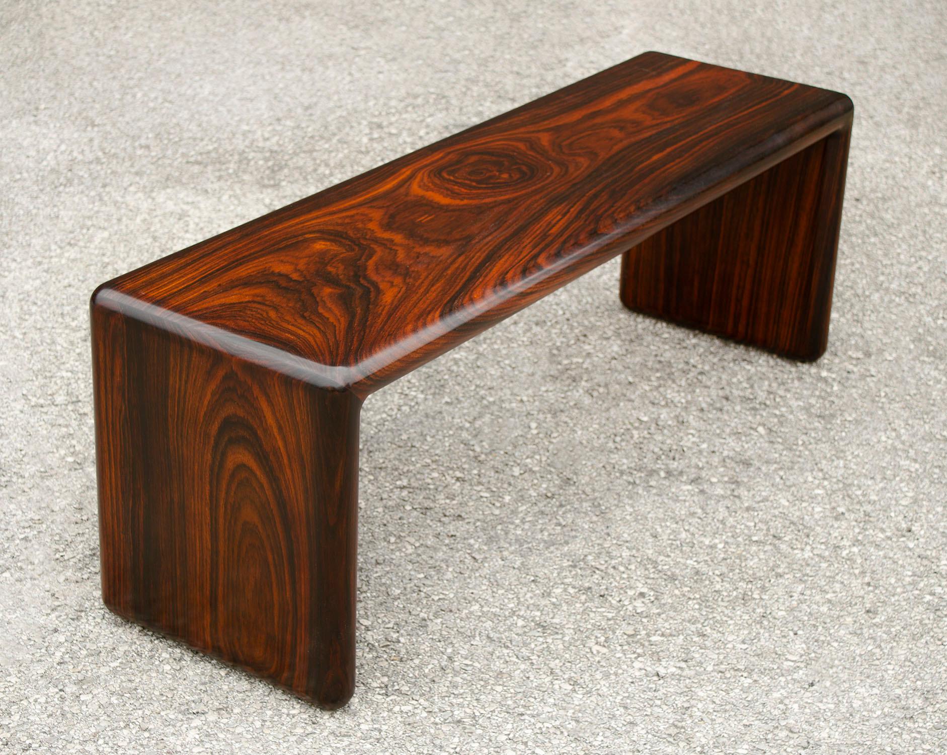 Don Shoemaker Solid Brazilian Rosewood Table / Bench 1970s Studio Craft Mexico In Excellent Condition In Dallas, TX