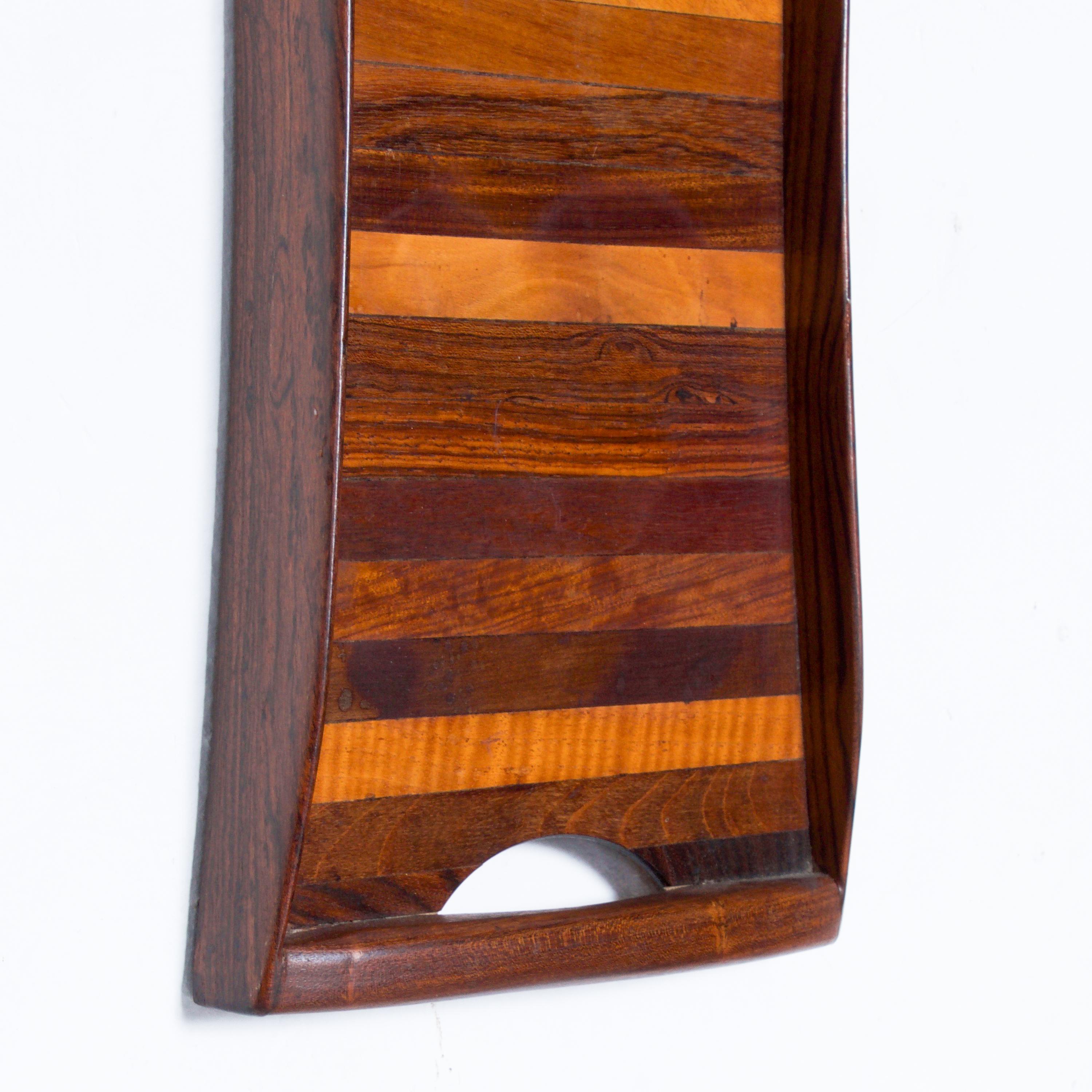 Mid-Century Modern Don Shoemaker Striped Exotic Rosewood Long Tapered Serving Tray, 1970s, Mexico