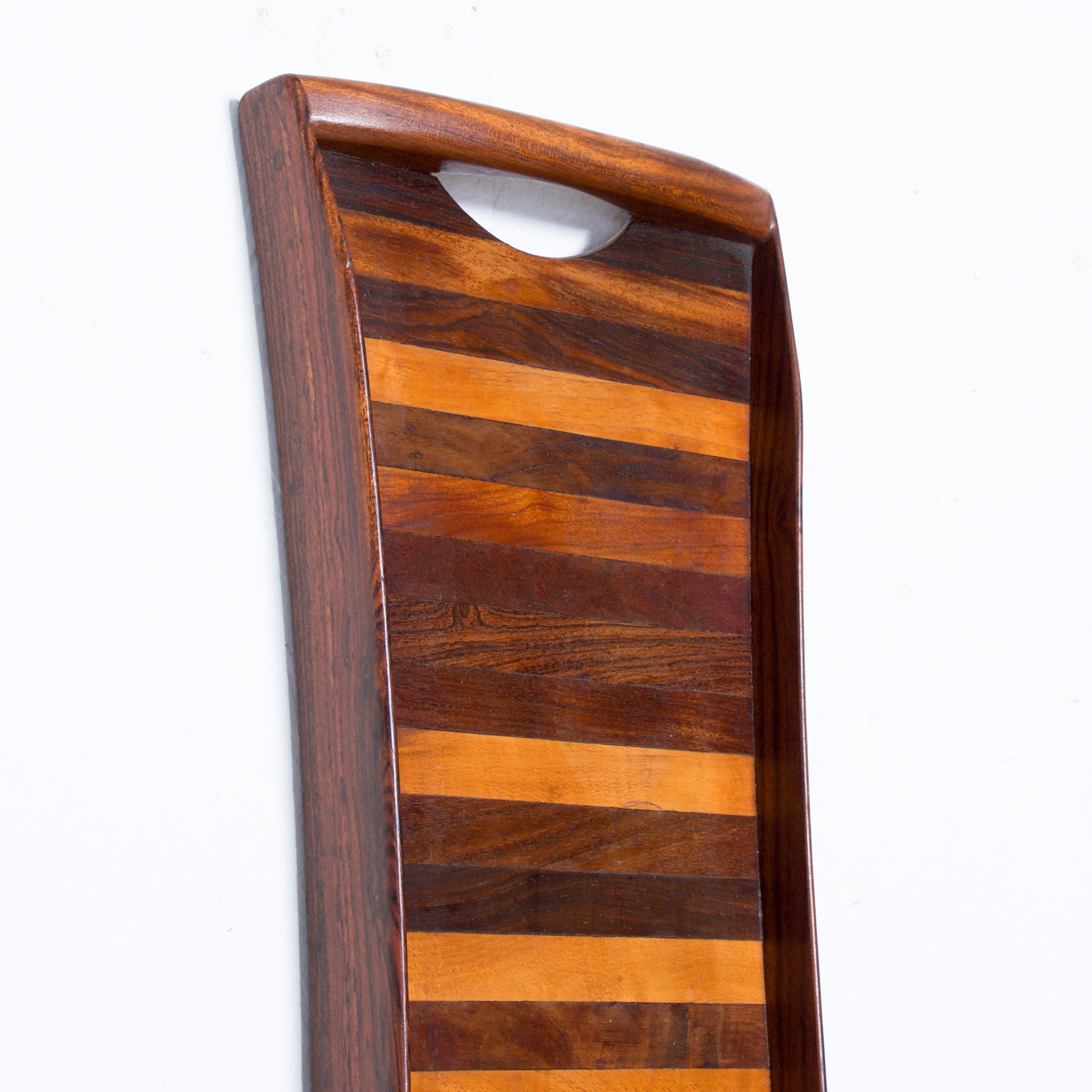 Mexican Don Shoemaker Striped Exotic Rosewood Long Tapered Serving Tray, 1970s, Mexico