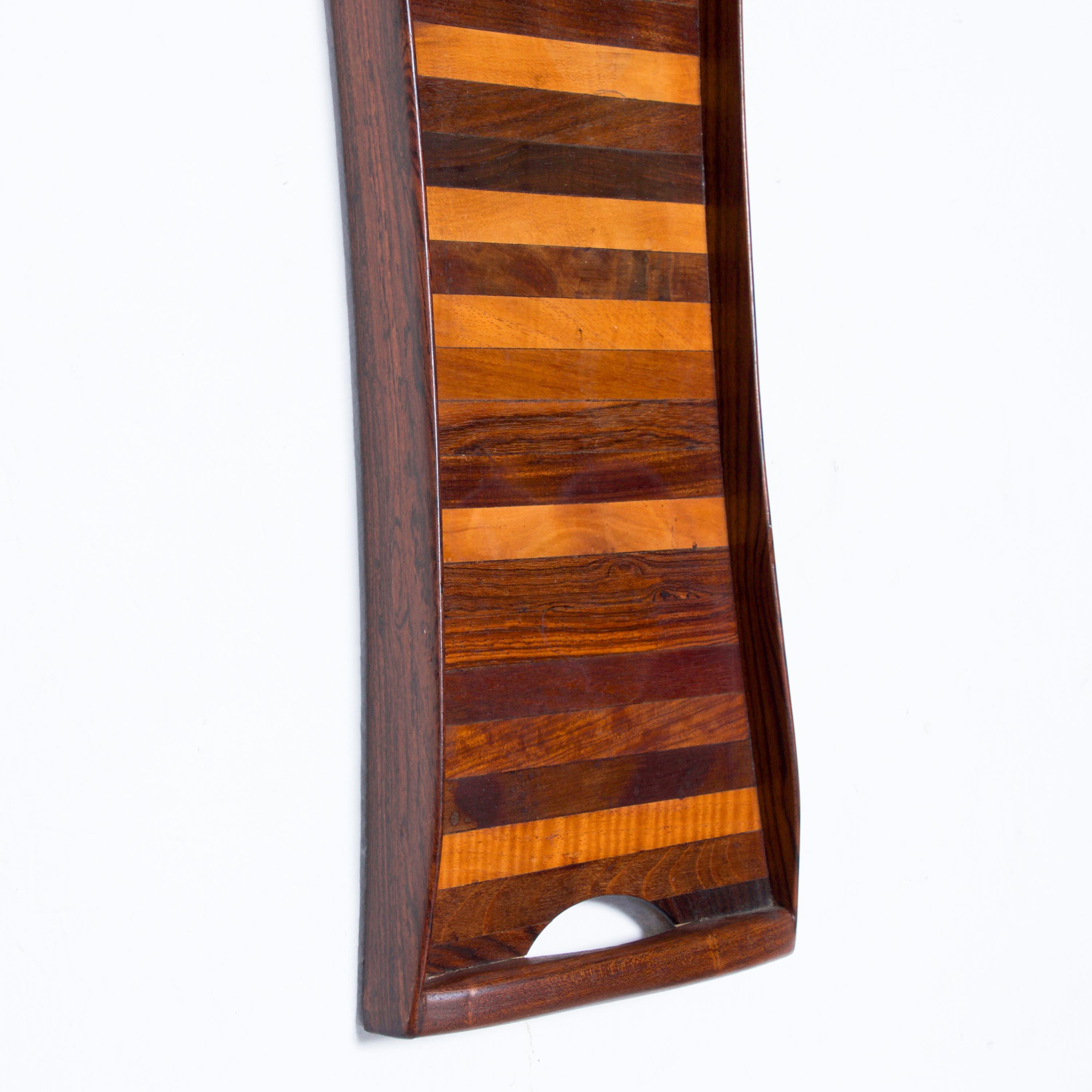 Don Shoemaker Striped Exotic Rosewood Long Tapered Serving Tray, 1970s, Mexico In Good Condition In Chula Vista, CA