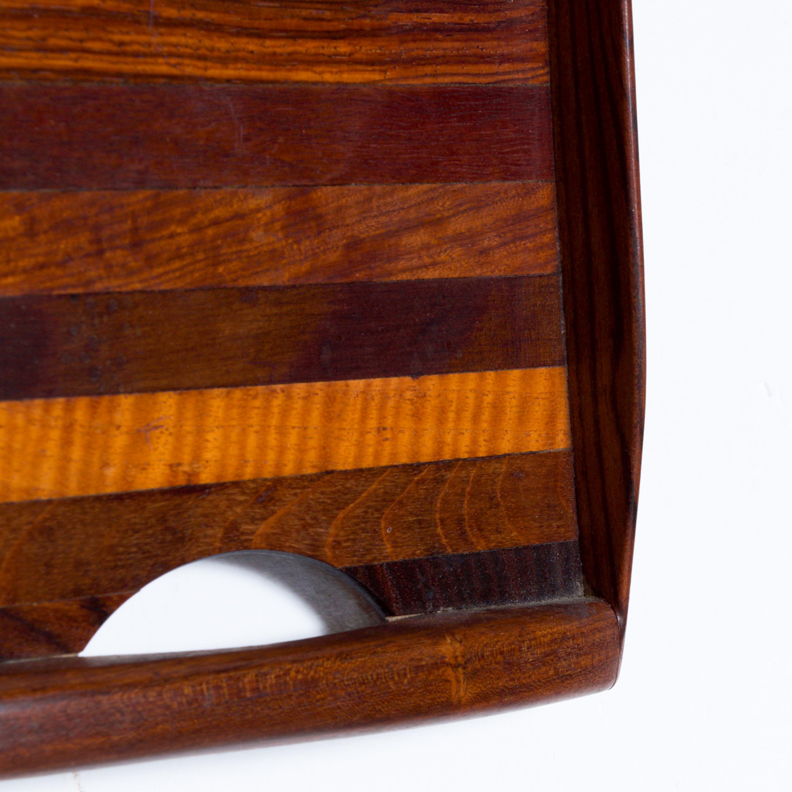 Late 20th Century Don Shoemaker Striped Exotic Rosewood Long Tapered Serving Tray, 1970s, Mexico