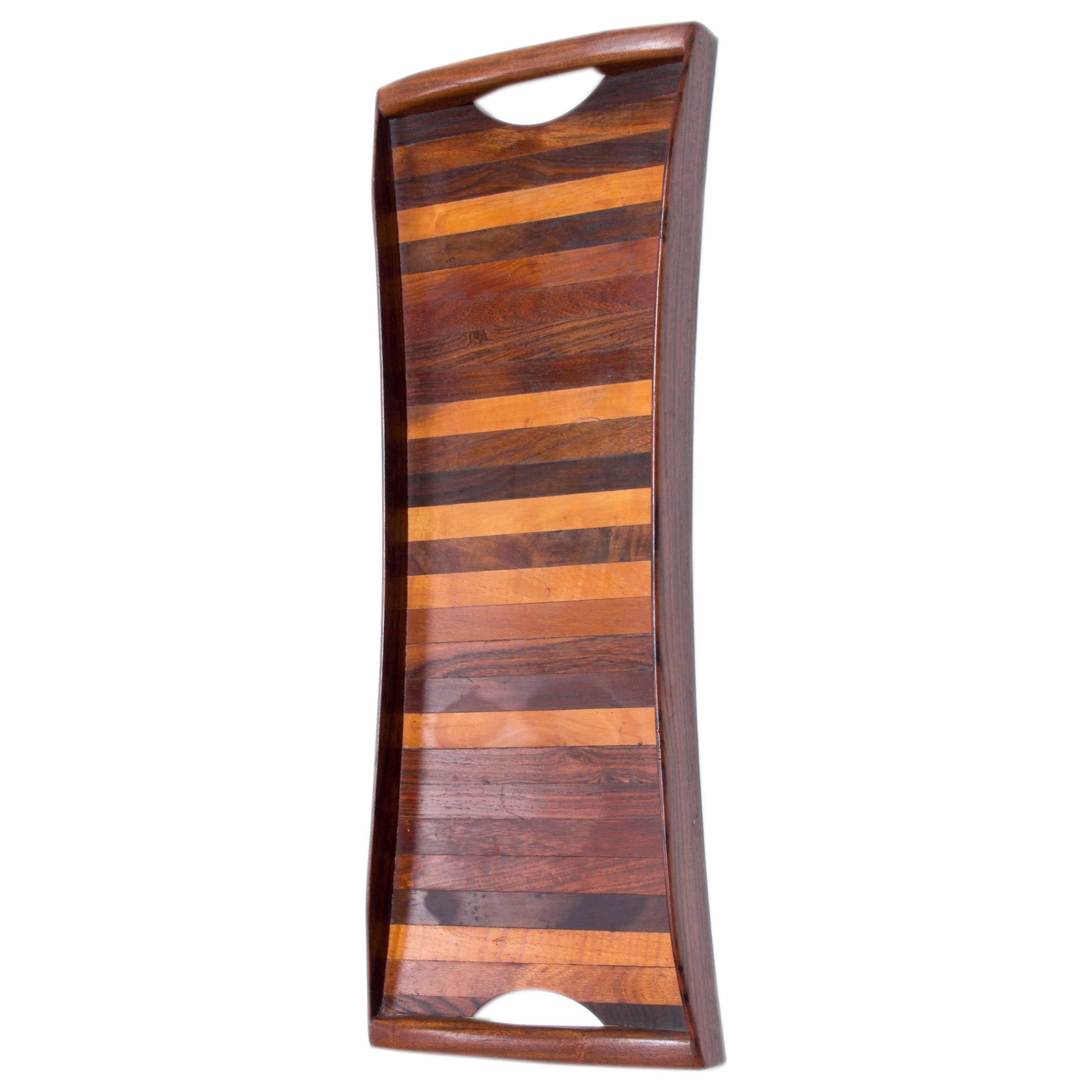 Don Shoemaker Striped Exotic Rosewood Long Tapered Serving Tray, 1970s, Mexico