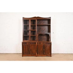 Don Shoemaker Studio Cocobolo Rosewood Breakfront Bookcase Cabinet, Circa 1970s