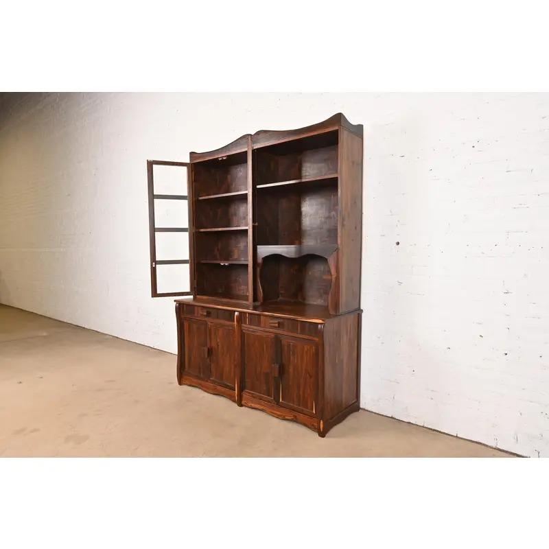 Vetro Mobile libreria in legno di palissandro di cocobolo dello Studio A di Don Shoemaker, CIRCA ANNI '70 in vendita