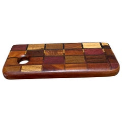 Retro 1960s Don Shoemaker Style Exotic Checkered Wood Cutting Board 