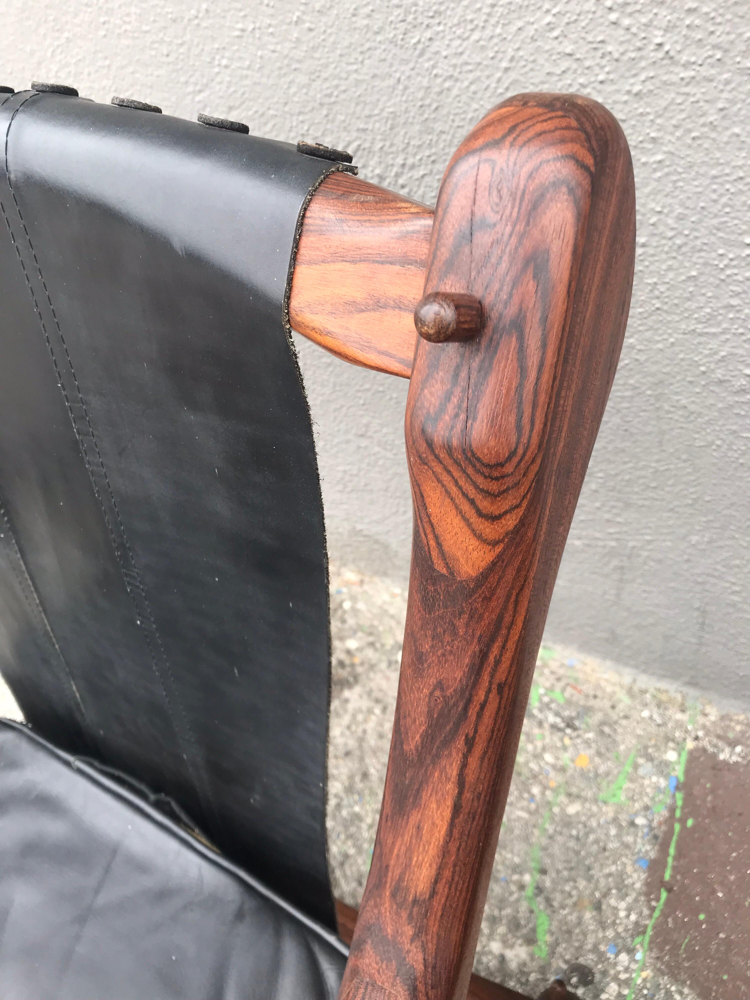 Don Shoemaker Leather and Wood 'Swing' Chairs, 20th Century 6