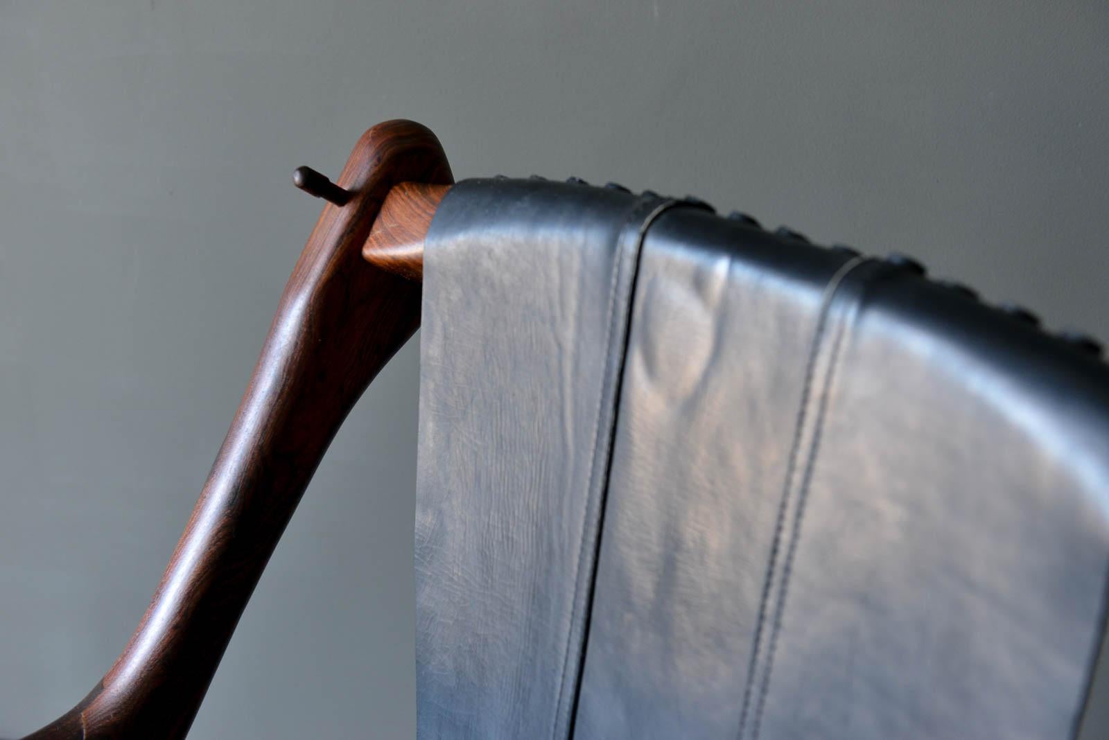 Leather Don Shoemaker 'Swinger' Sling Chair and Ottoman, ca. 1965