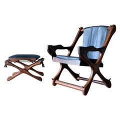 Vintage Don Shoemaker 'Swinger' Sling Chair and Ottoman, ca. 1965