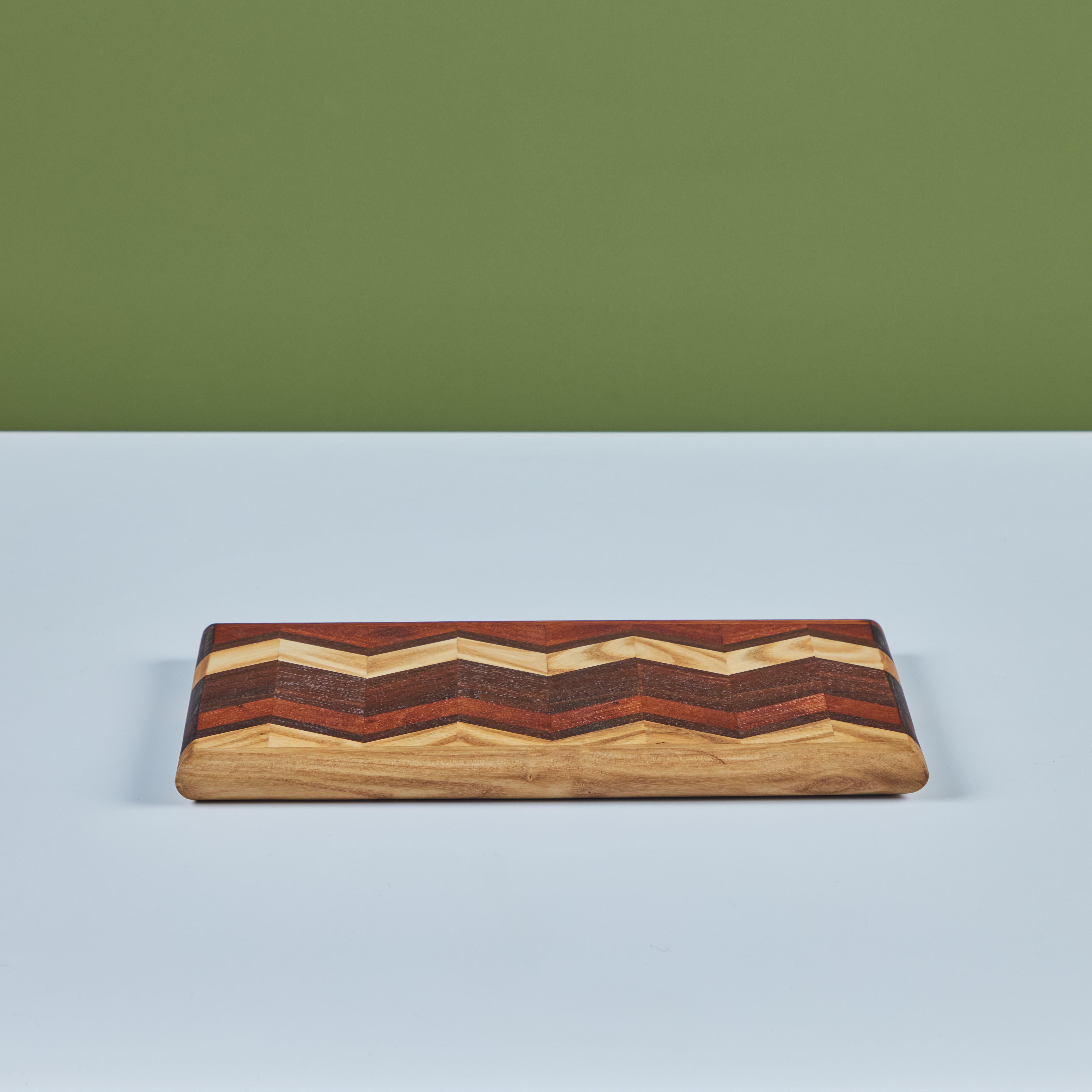 Don Shoemaker Wood Inlaid Chevron Pattern Cutting Board for Señal For Sale 2