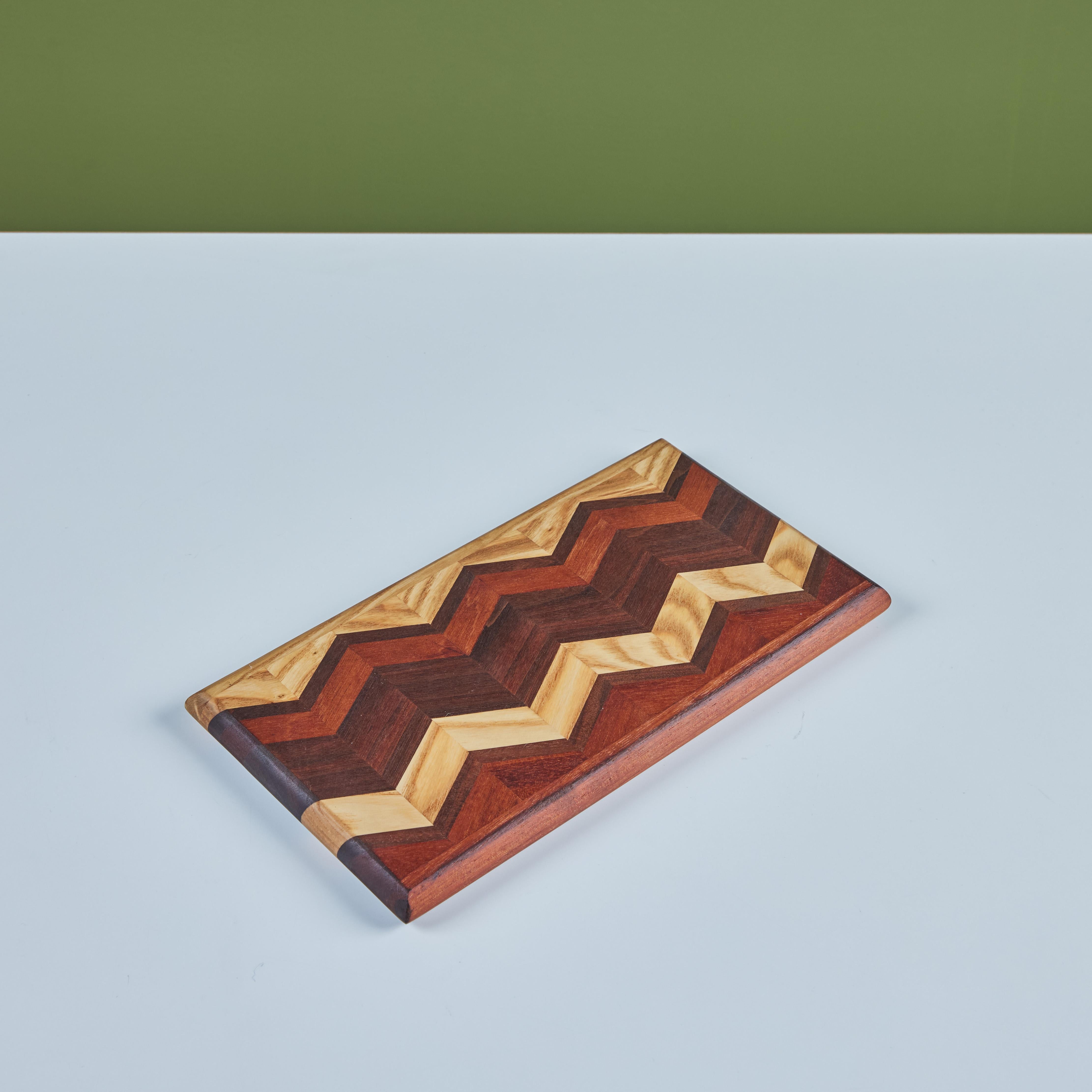 Don Shoemaker Wood Inlaid Chevron Pattern Cutting Board for Señal For Sale 3