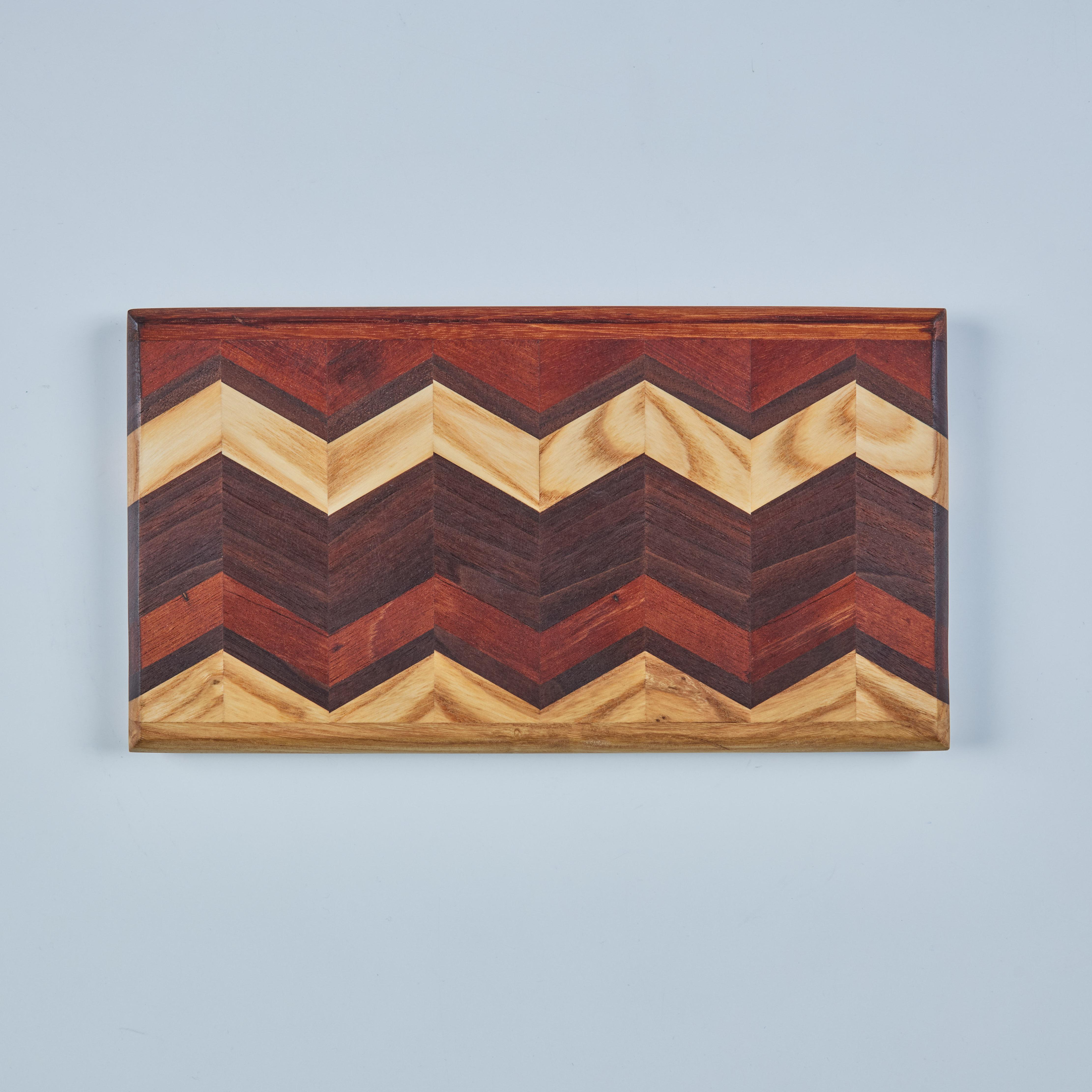 Don Shoemaker Wood Inlaid Chevron Pattern Cutting Board for Señal For Sale 5
