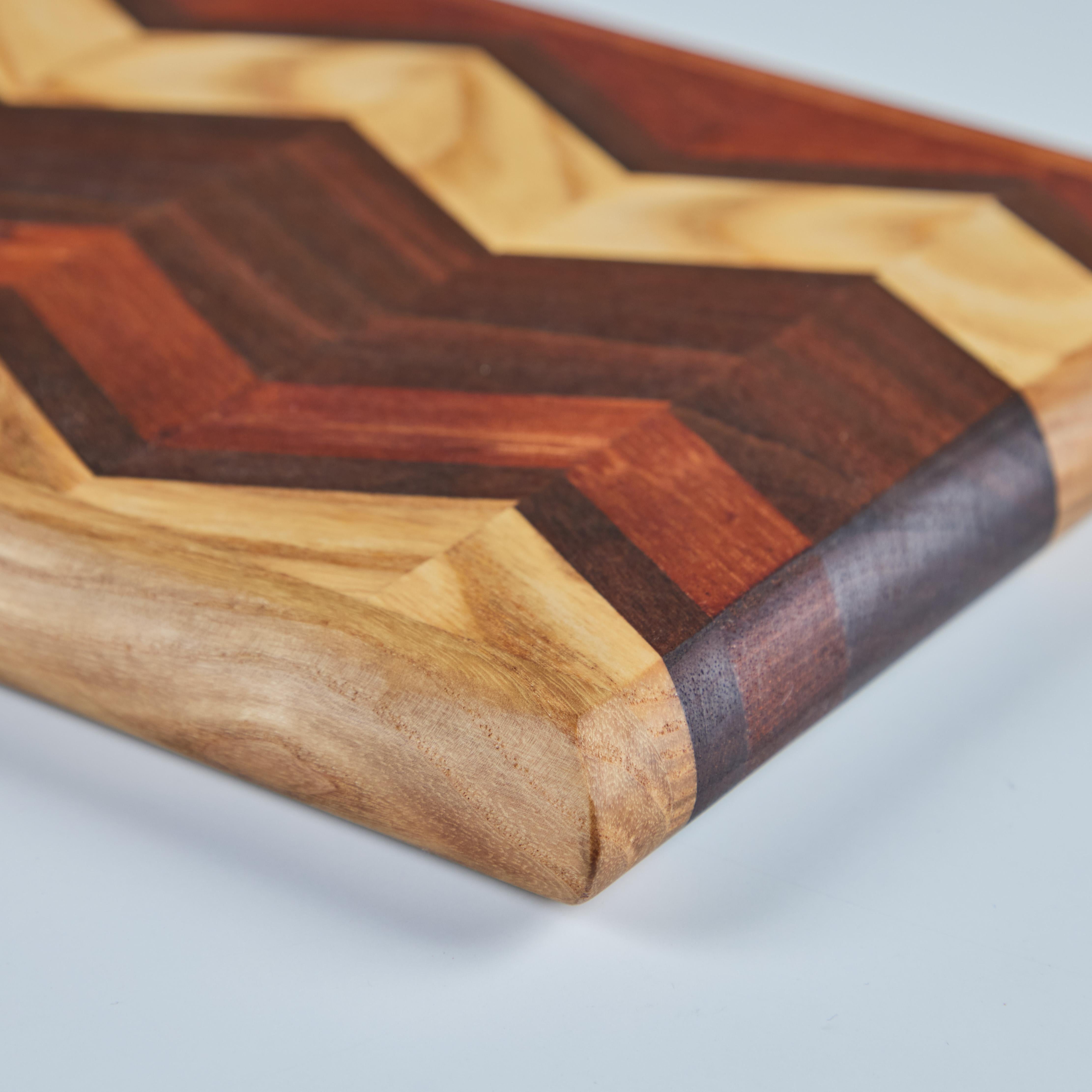 Don Shoemaker Wood Inlaid Chevron Pattern Cutting Board for Señal For Sale 6