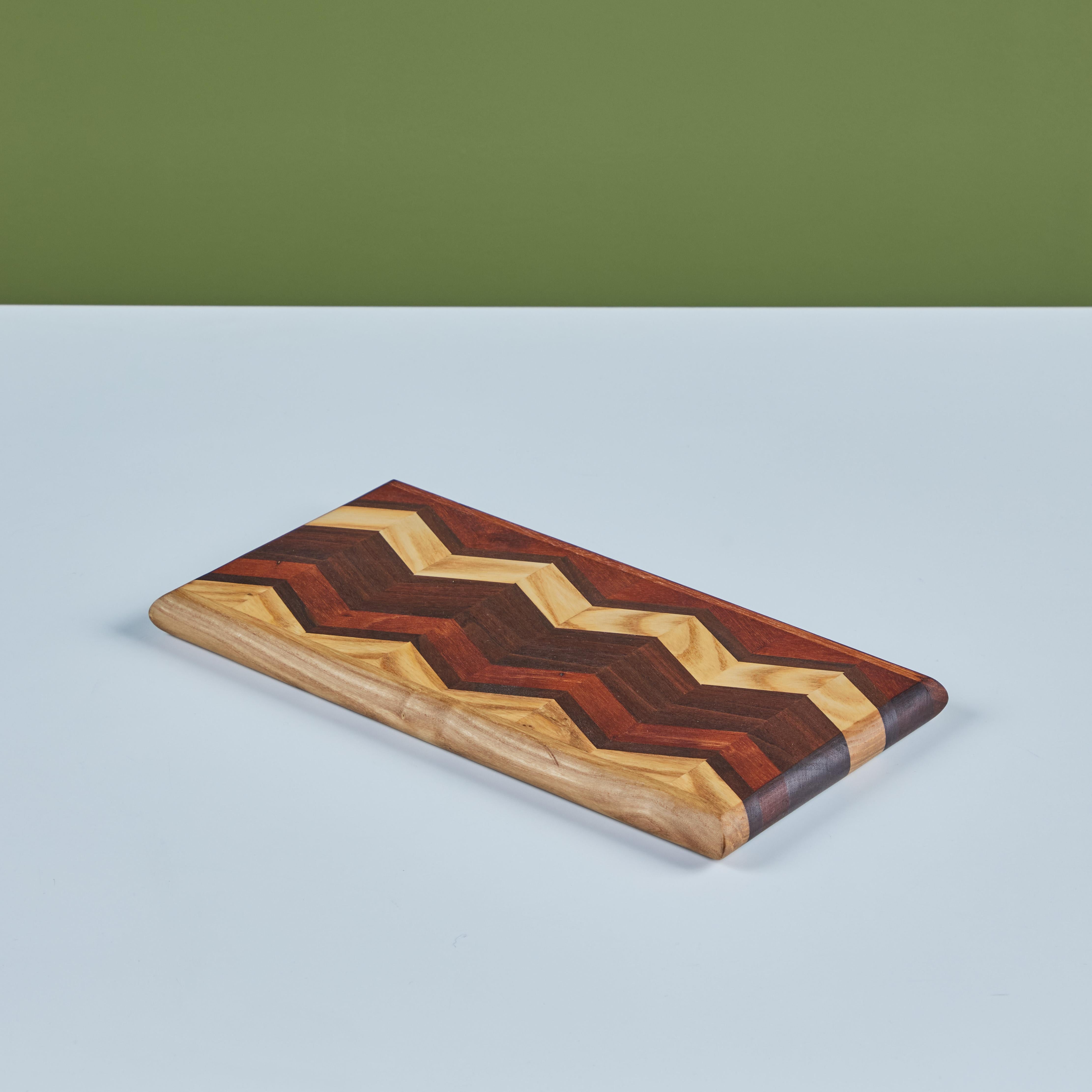 Mid-Century Modern Don Shoemaker Wood Inlaid Chevron Pattern Cutting Board for Señal For Sale