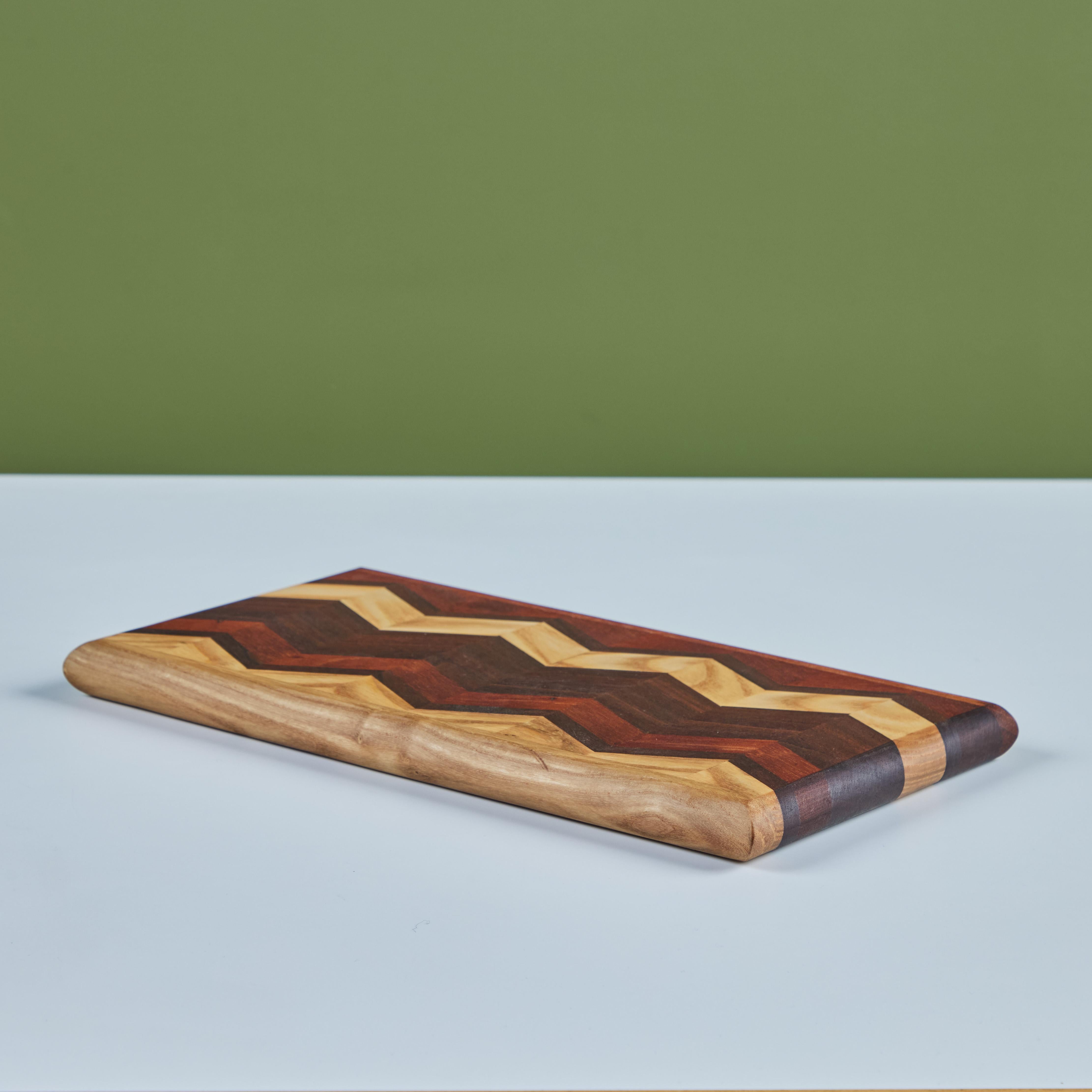 Rosewood Don Shoemaker Wood Inlaid Chevron Pattern Cutting Board for Señal For Sale