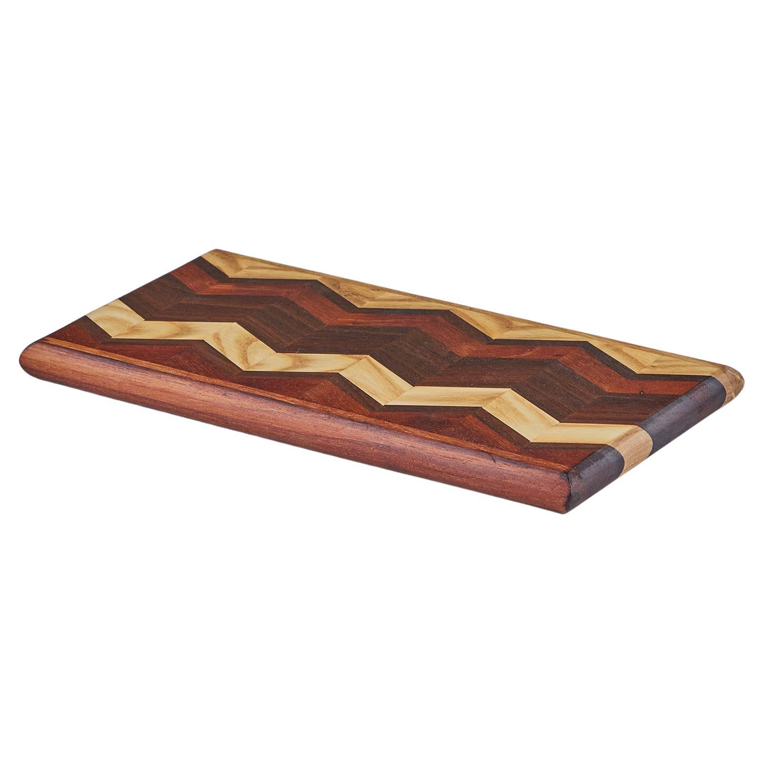 Don Shoemaker Wood Inlaid Chevron Pattern Cutting Board for Señal For Sale