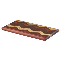 Vintage Don Shoemaker Wood Inlaid Chevron Pattern Cutting Board for Señal