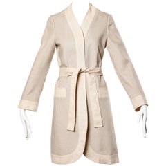 Don Simonelli Vintage Neutral Minimalist Linen Coat and Sash