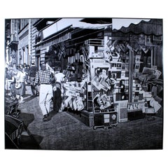 Vintage Don Townsend Signed 1977 Magazine Bodega Mixed Media Acrylic on Canvas Framed