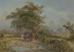 Don Vaughan (n.1937) - Óleo del siglo XX, Volviendo con leña