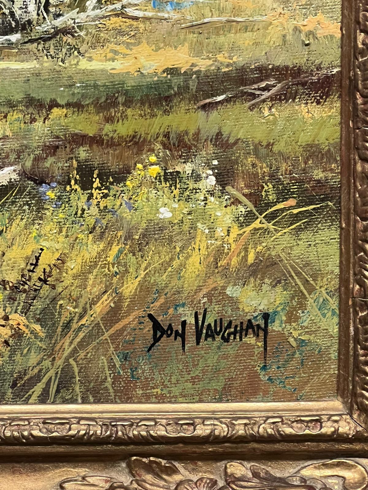 Summer Meadows
by Don Vaughan (British 20th century), * see notes belowe
signed oil on canvas, framed in elaborate gilt frame
framed: 28.5 x 40.5 inches
canvas: 25 x 36 inches
provenance: private collection, the Cotswolds, England
condition: very