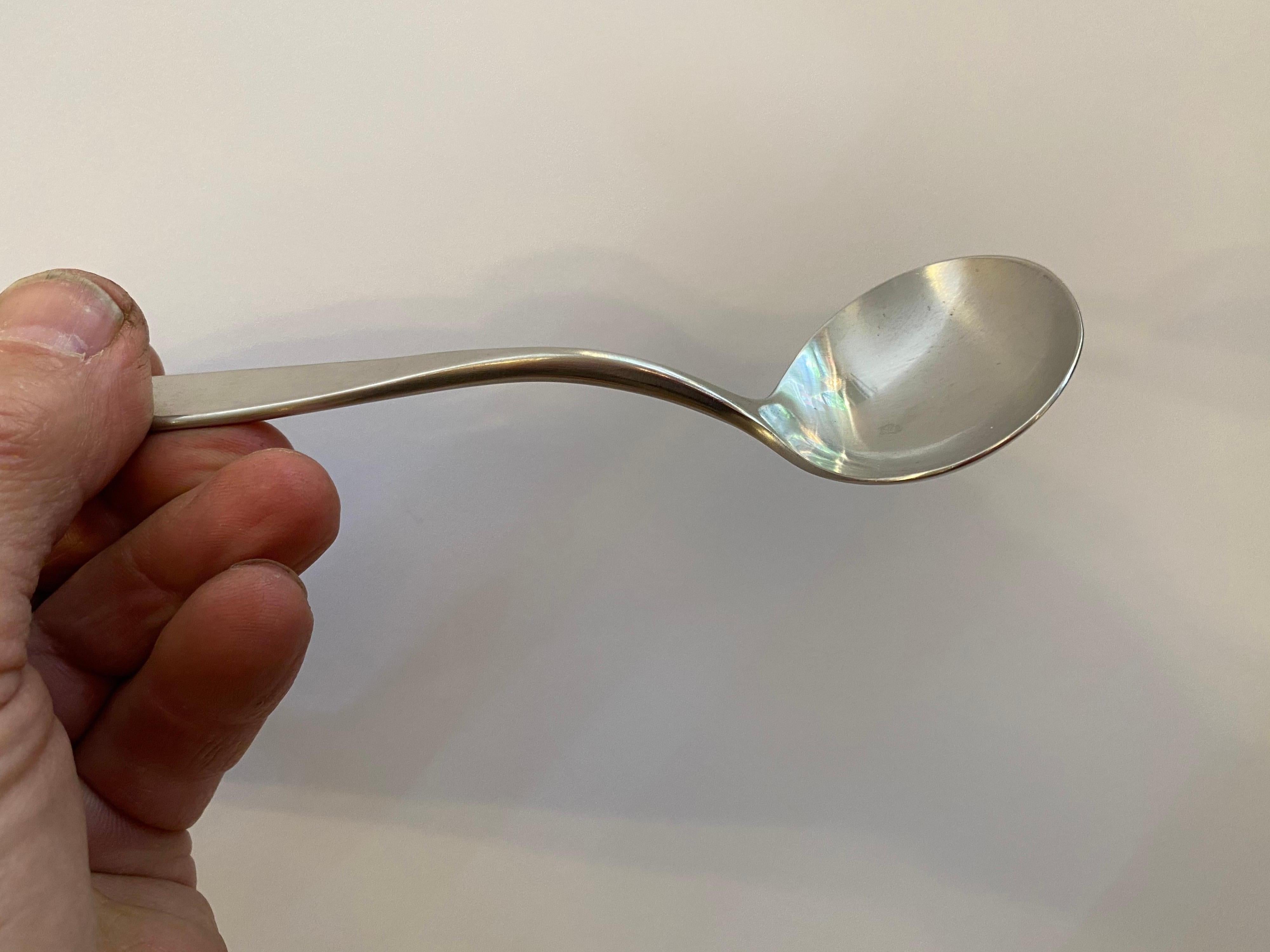 Don Wallance for Lauffer design 2 service for 8 plus a ladle, butter knife and serving fork. Beautiful design with graceful shapes and style! One of my favorite Scandinavian sets out there! Produced in Germany, 1st designed in 1958.