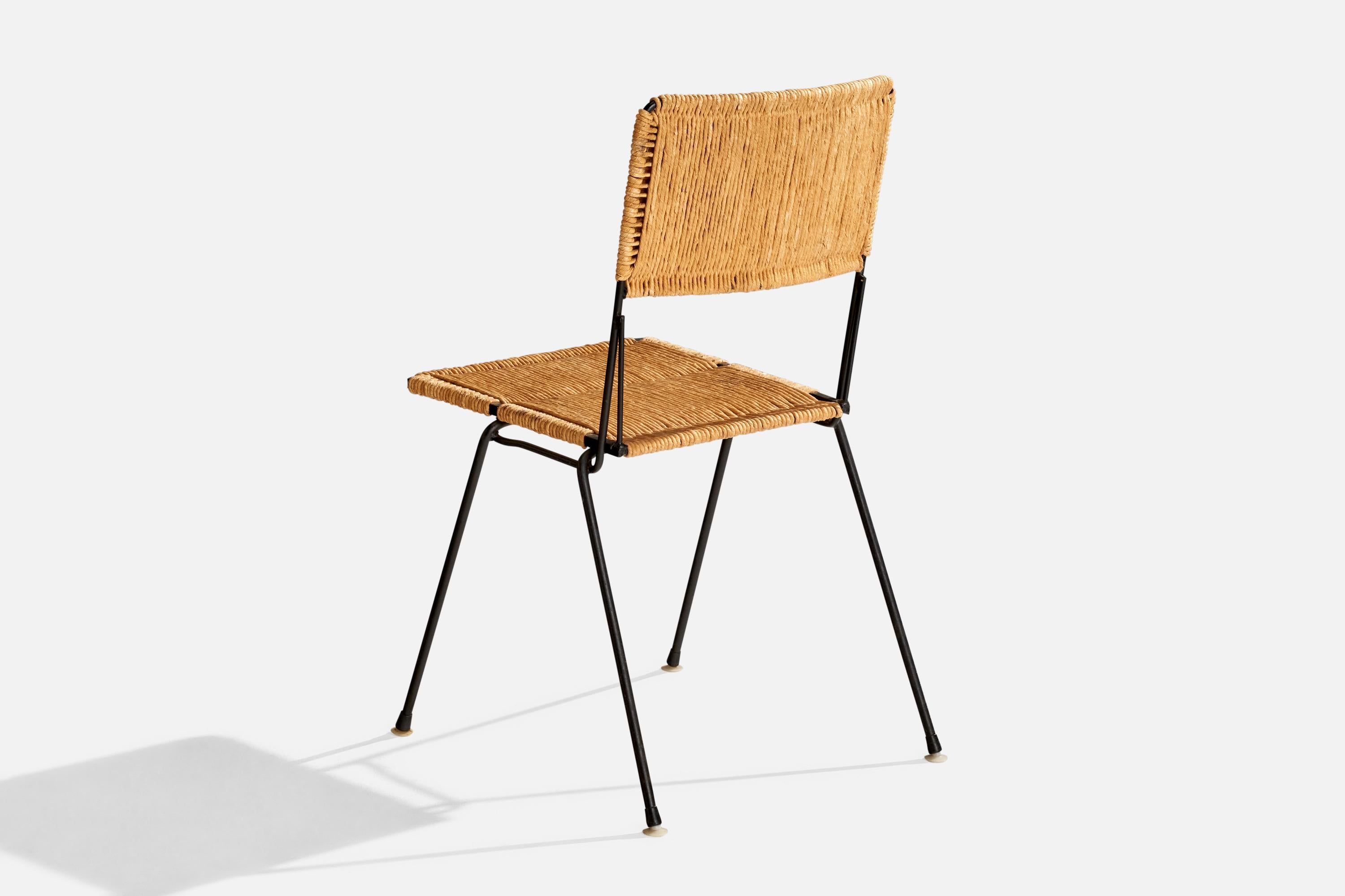 Américain Don Ward, chaise d'appoint, fer, corde, États-Unis, années 1950 en vente
