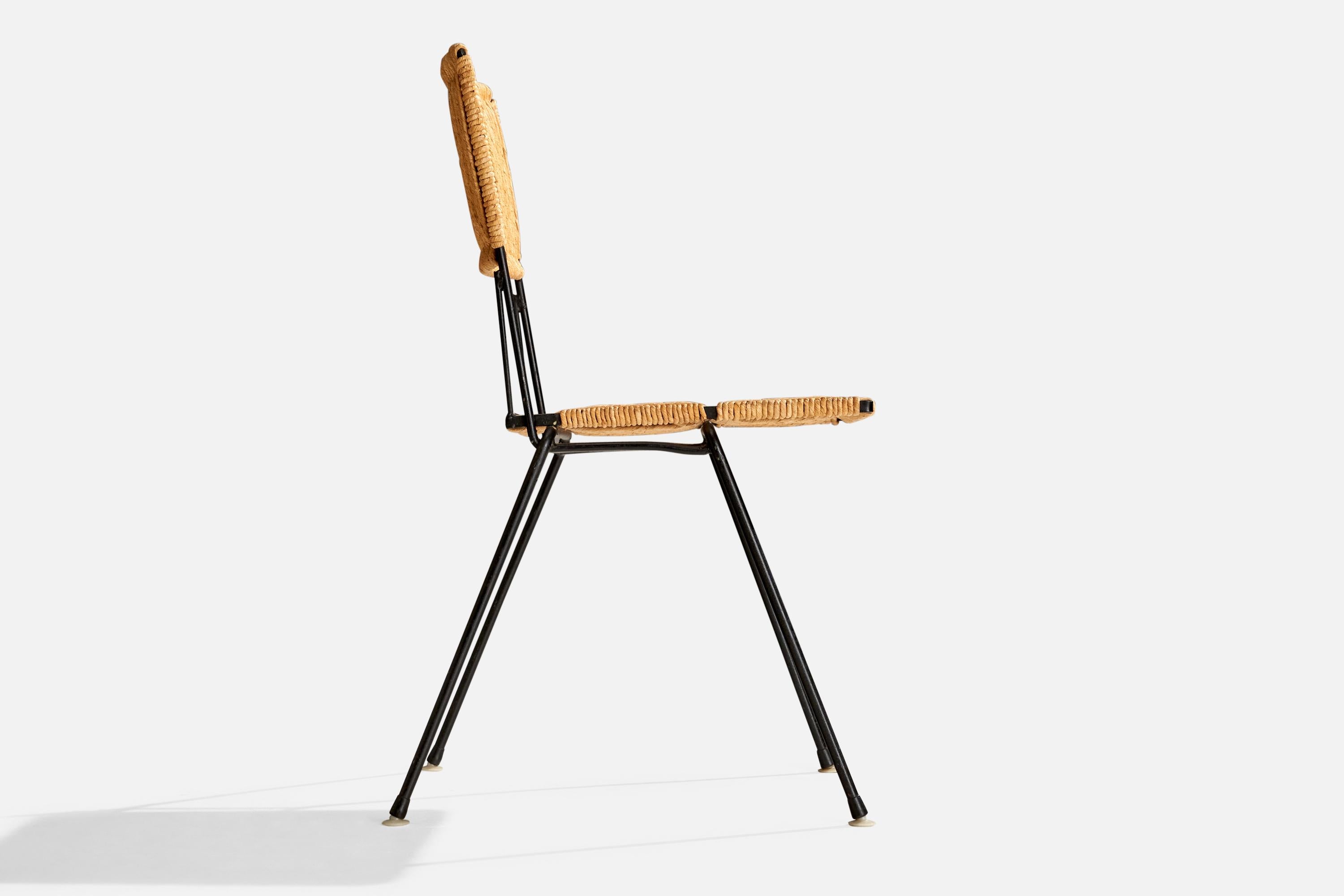 Don Ward, chaise d'appoint, fer, corde, États-Unis, années 1950 Bon état - En vente à High Point, NC